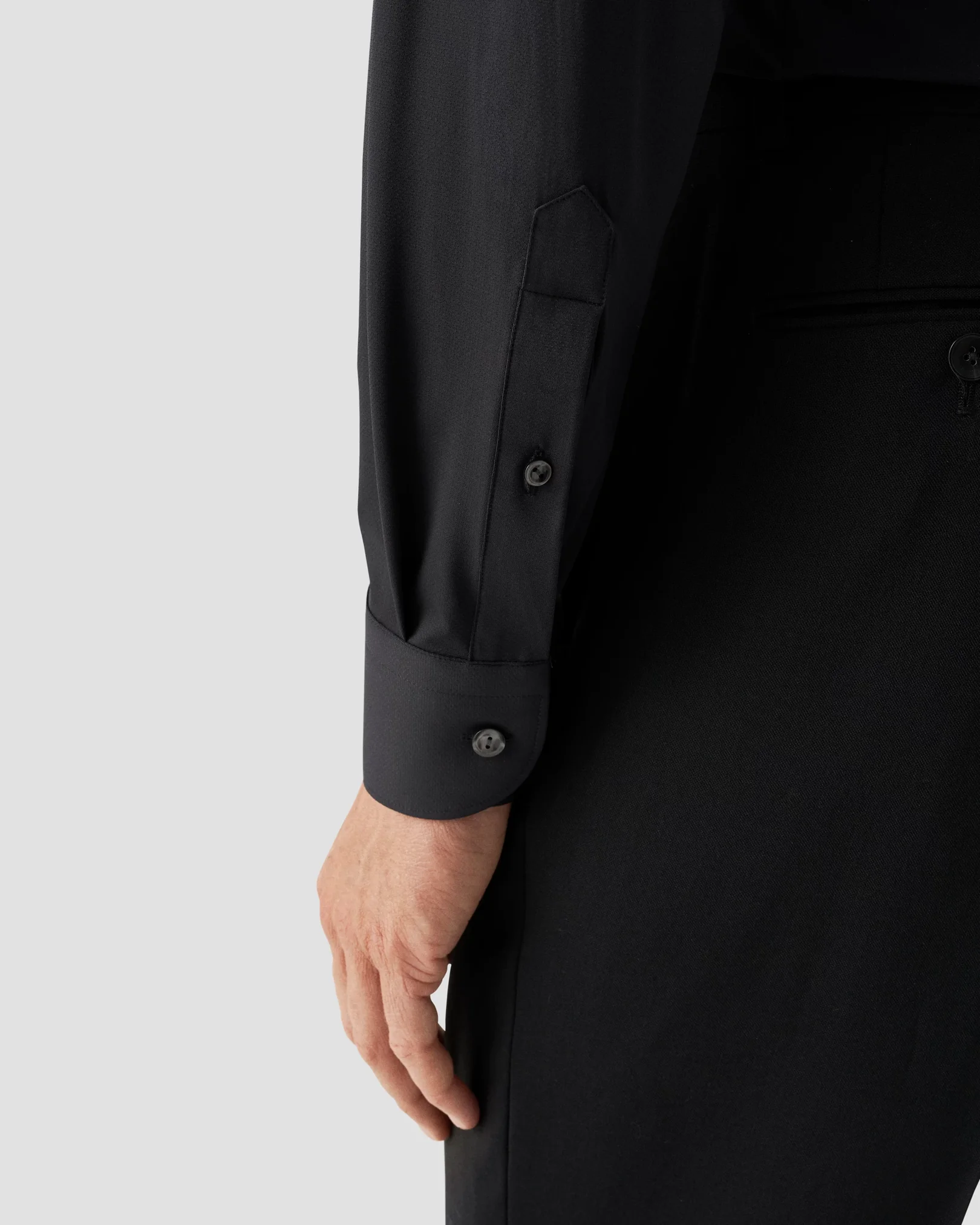 Eton - black solid four way strech shirt