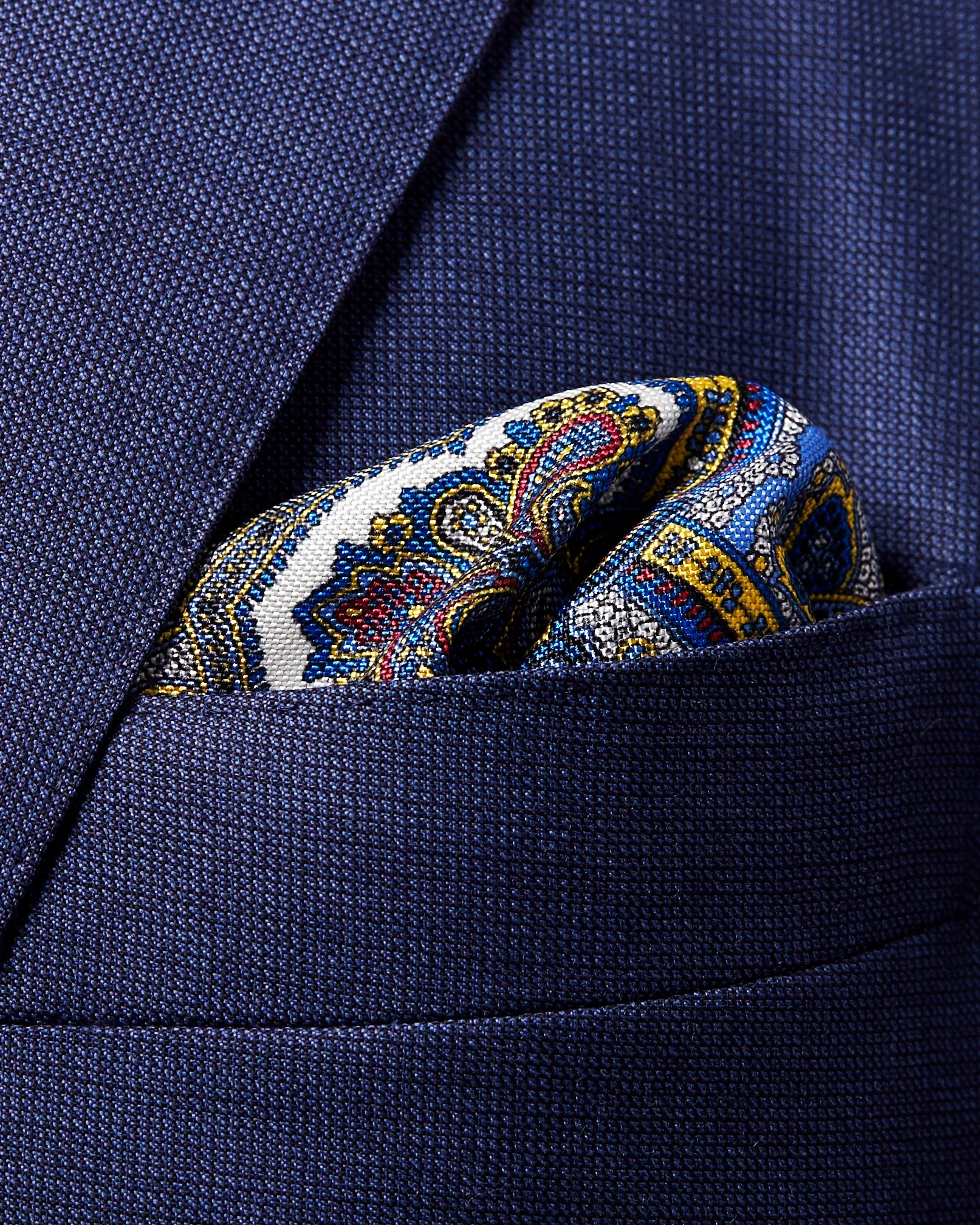 Eton - yellow paisley print pocket square