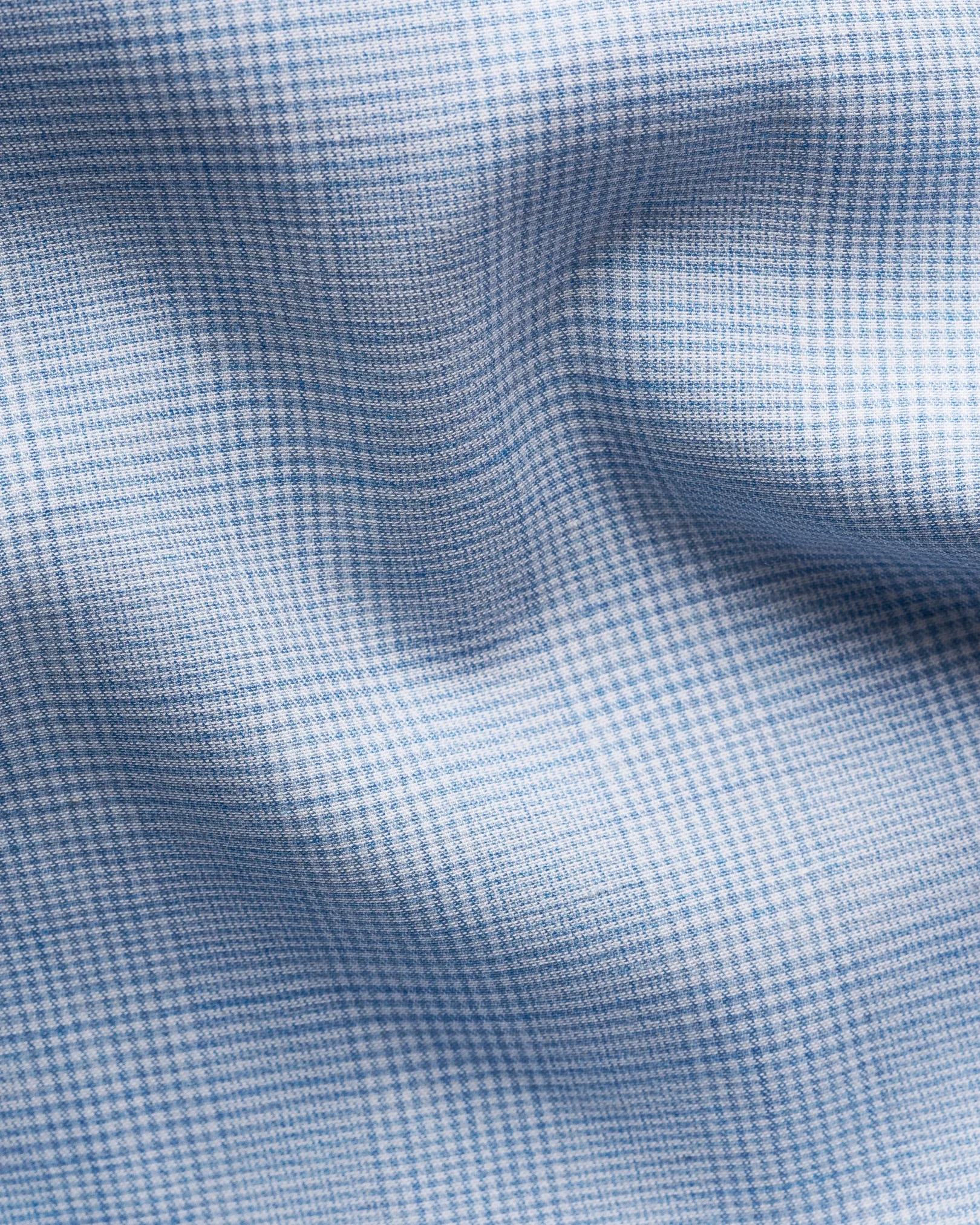 Eton - light blue check fine twillshirt