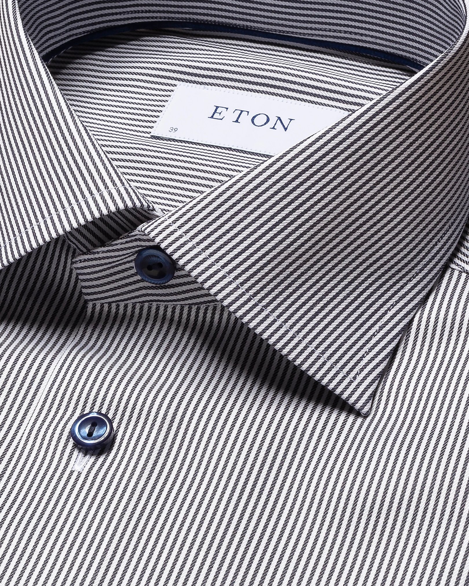 Eton - navy blue twill thin striped