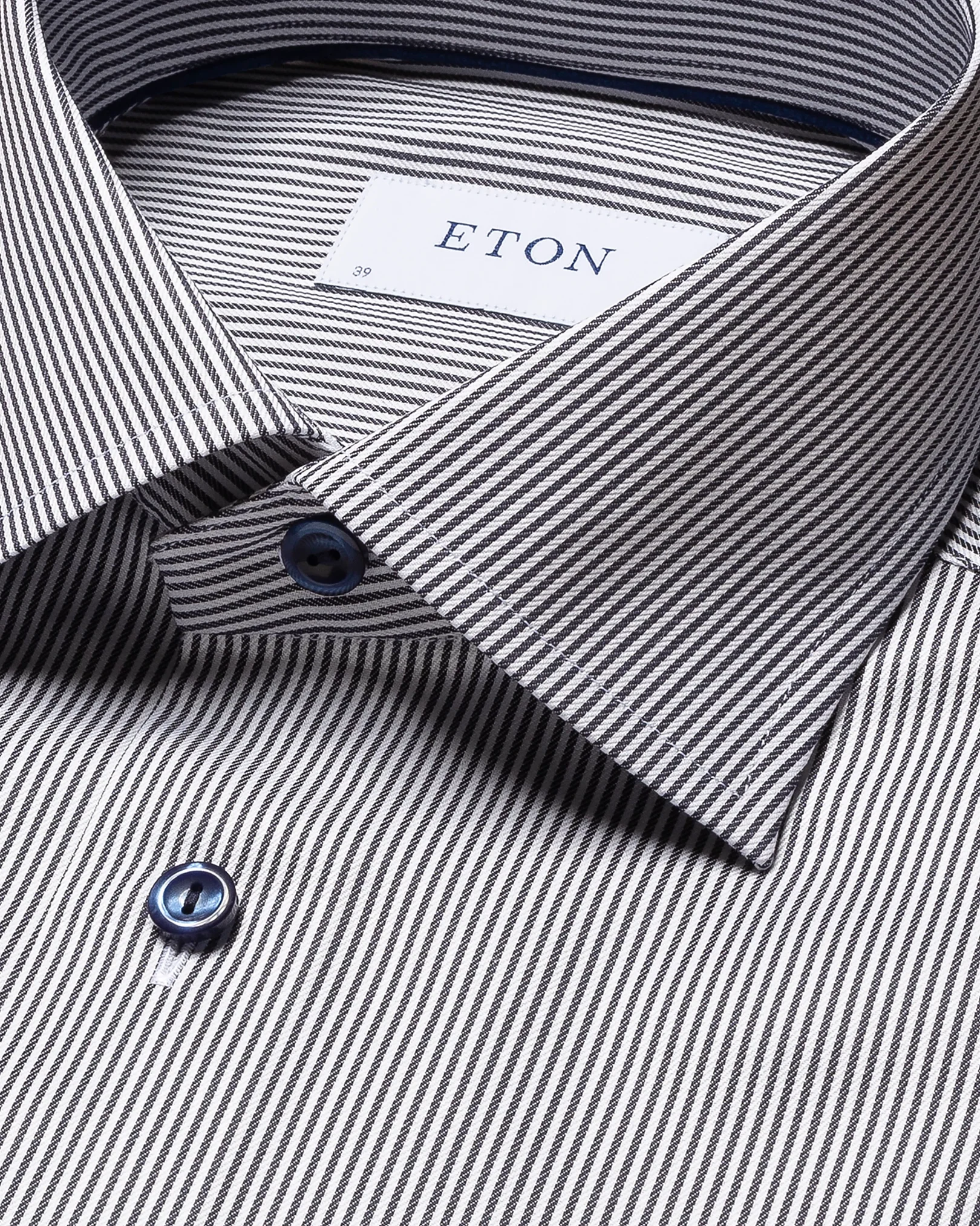Eton - navy blue twill thin striped