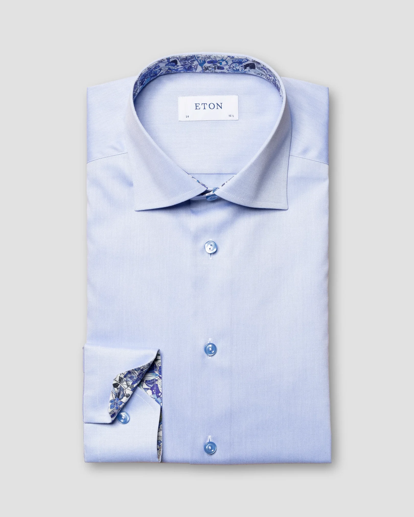 Eton - light blue signature twill floral details