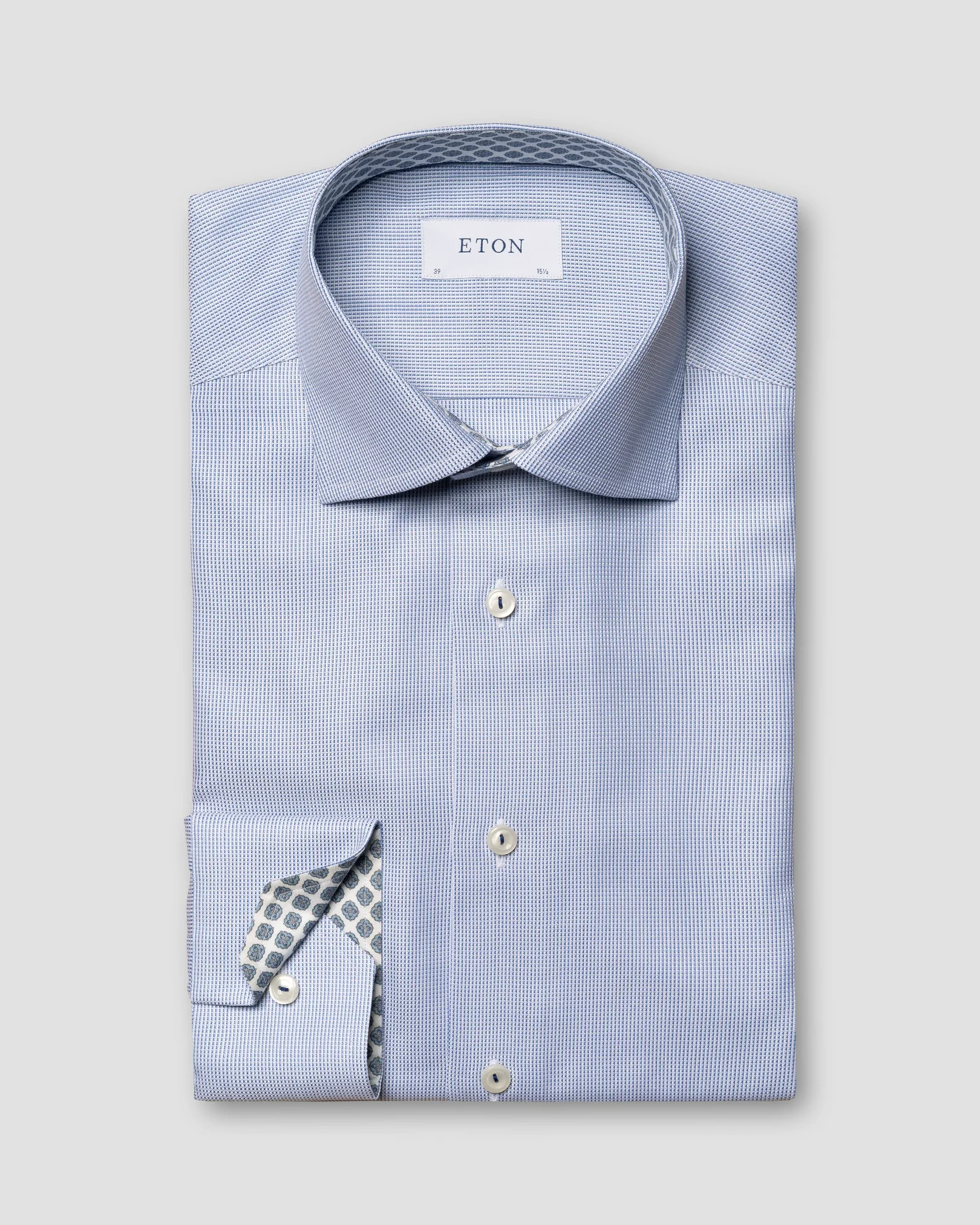 Eton - dark blue cottonlyocell stretch cut away single contemporary