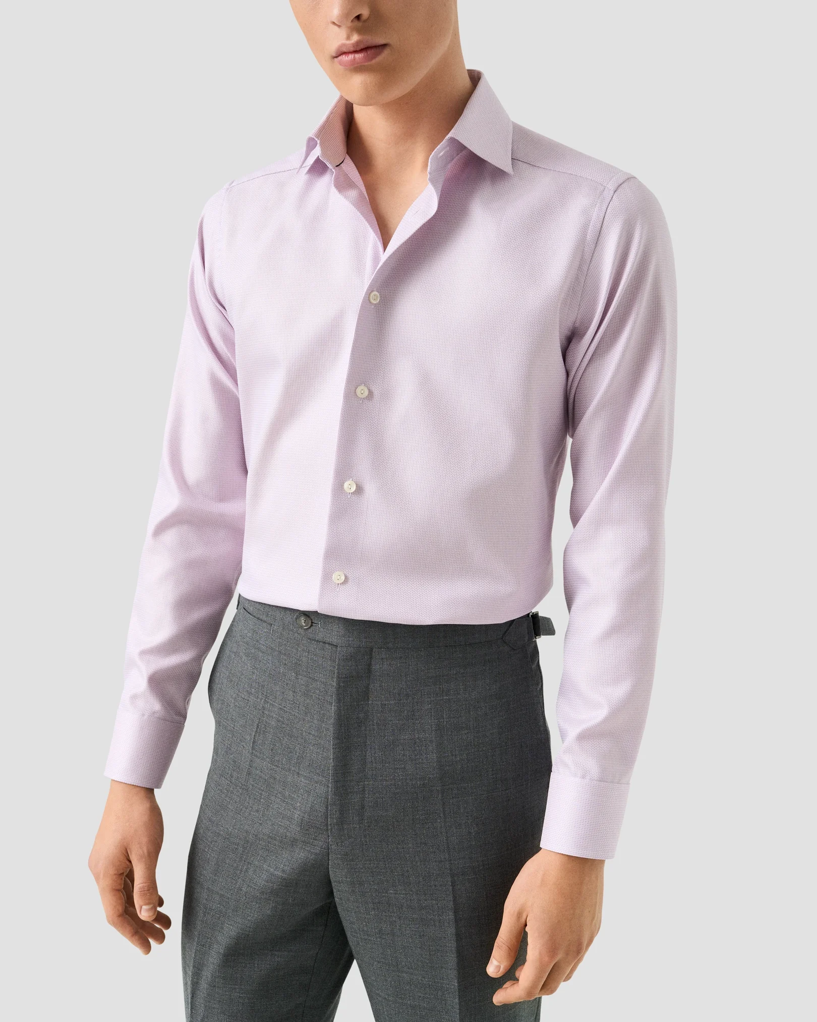 Eton - pink herringbone signature dobby shirt