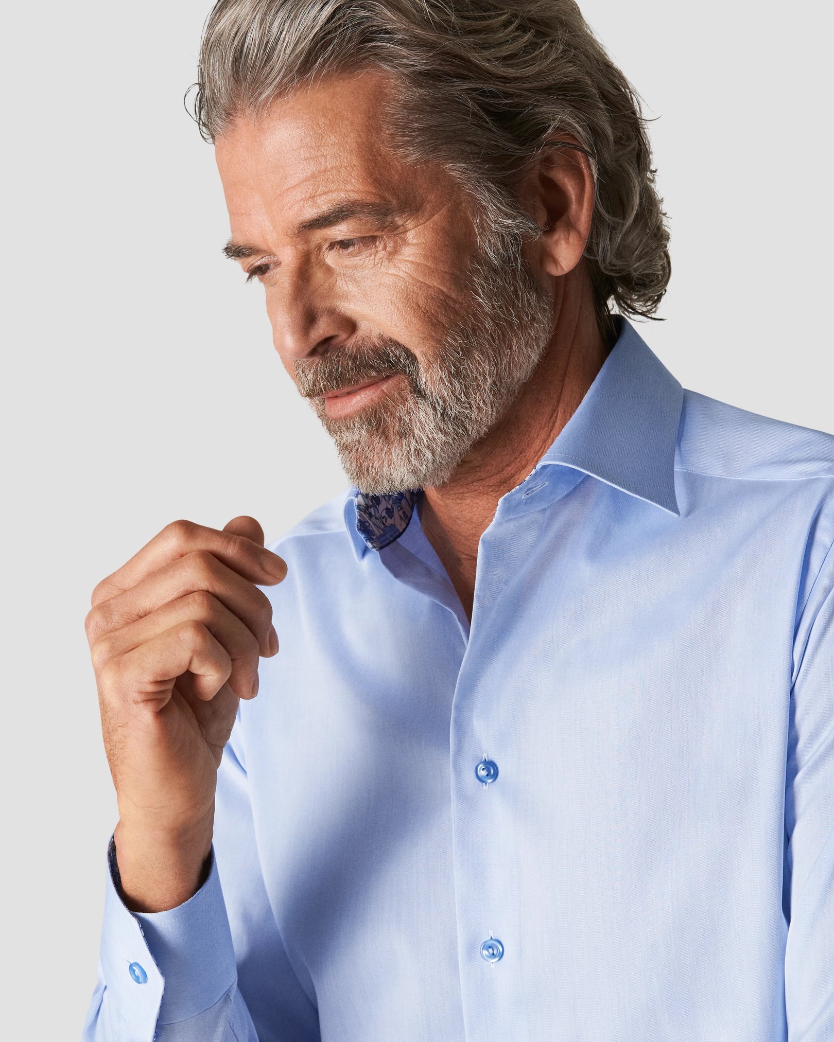 Eton - light blue signature twill floral details