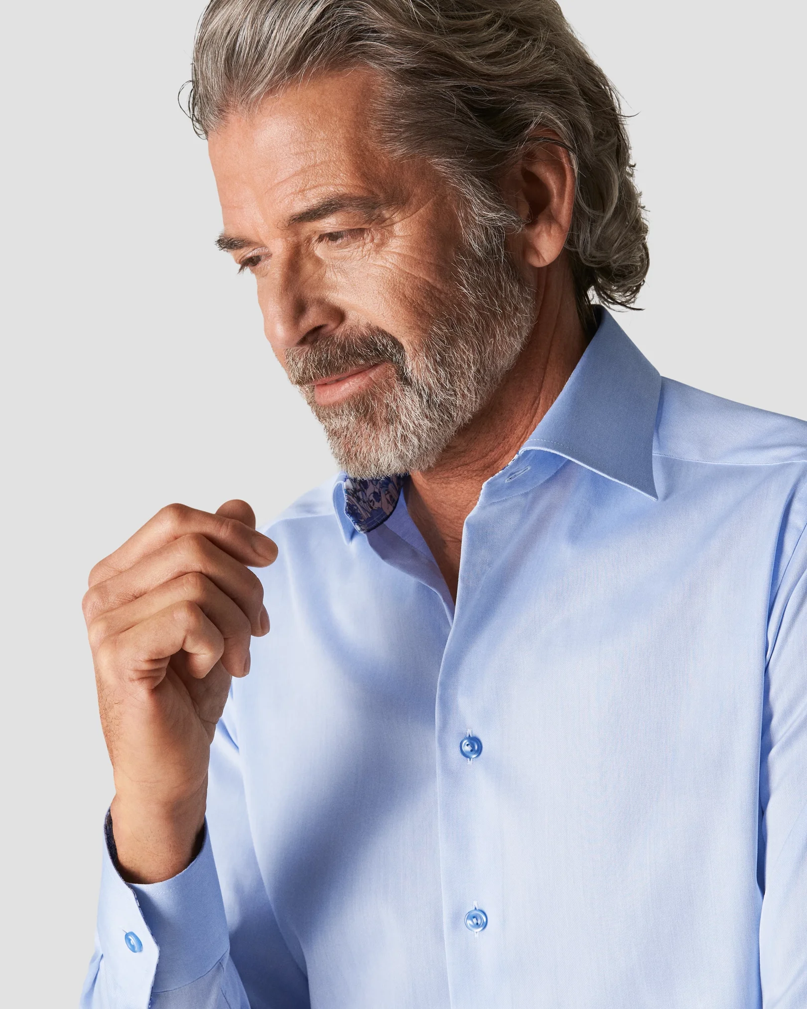 Eton - light blue signature twill floral details