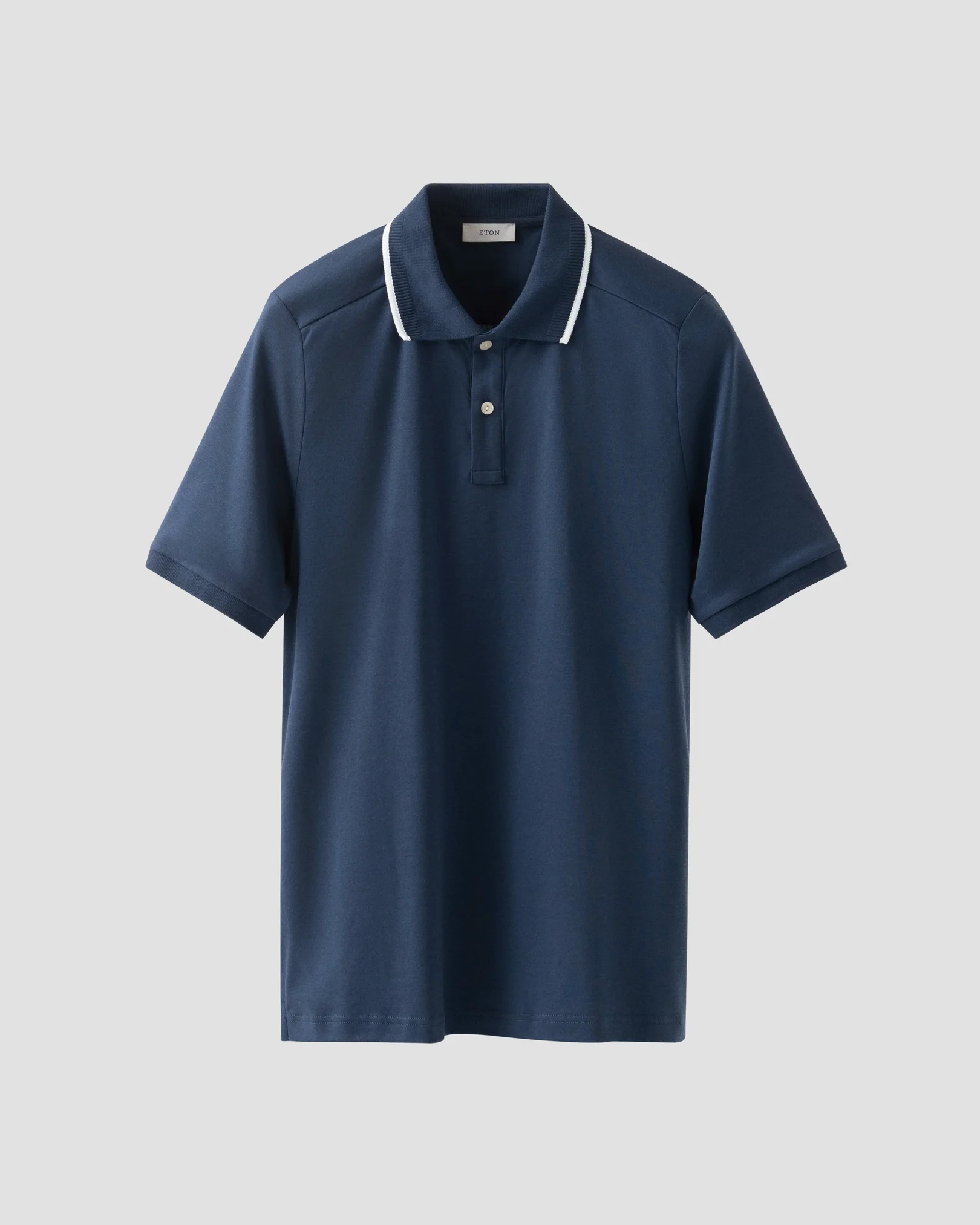 Eton - dark blue cotton interlock polo shirt