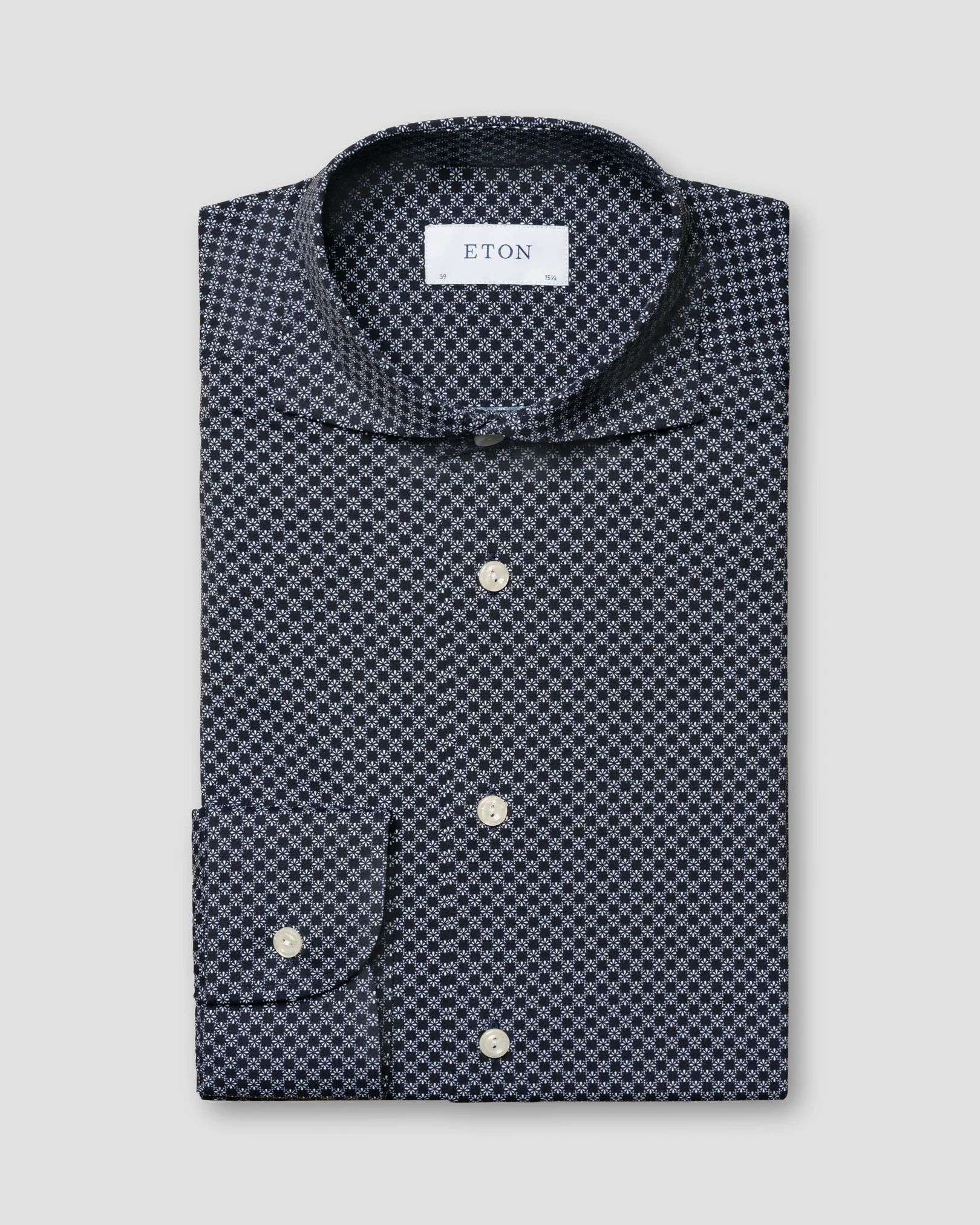 Eton - Navy Micro Print Four-Way Stretch Shirt