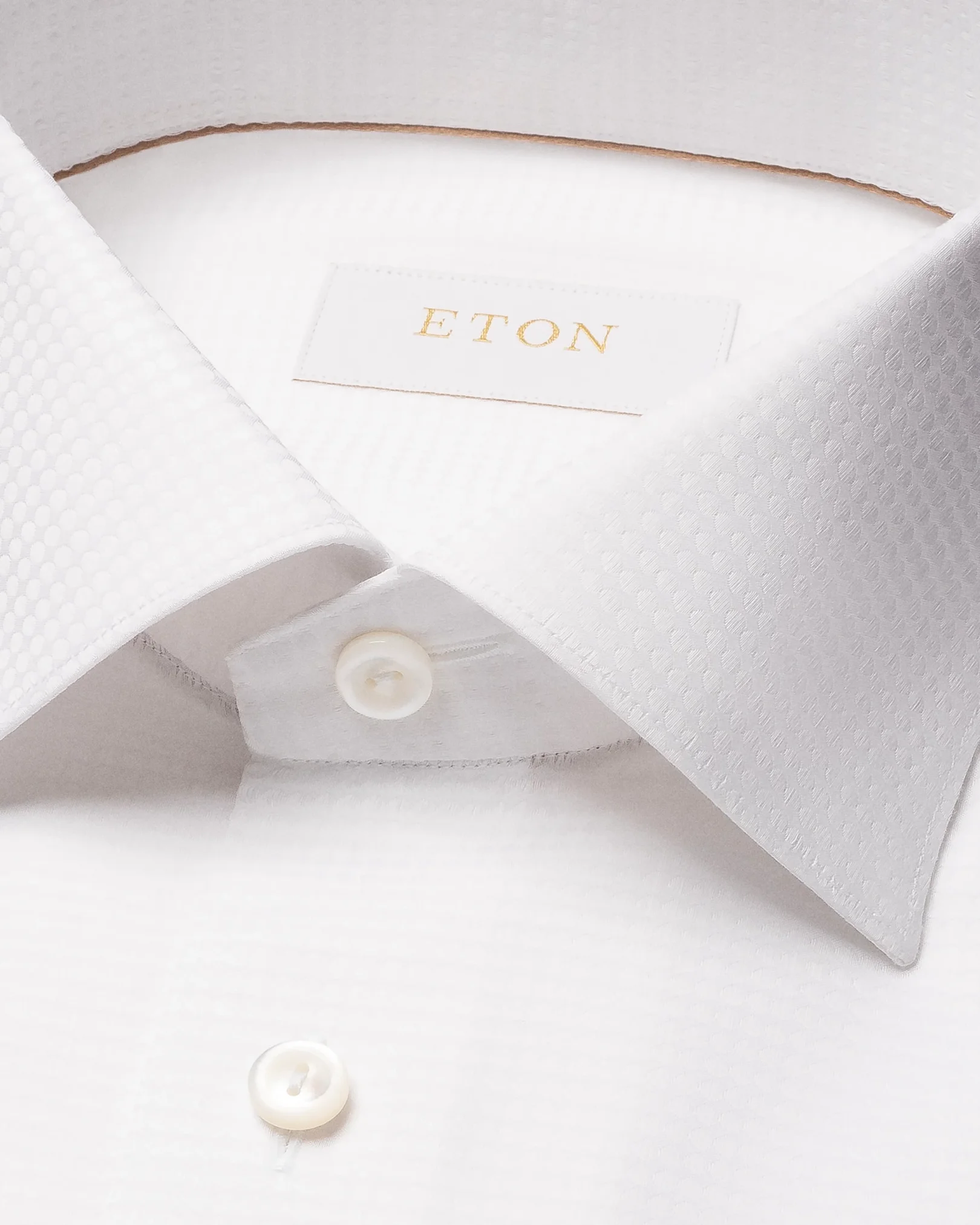 Eton - white polka dot elevated pique shirt