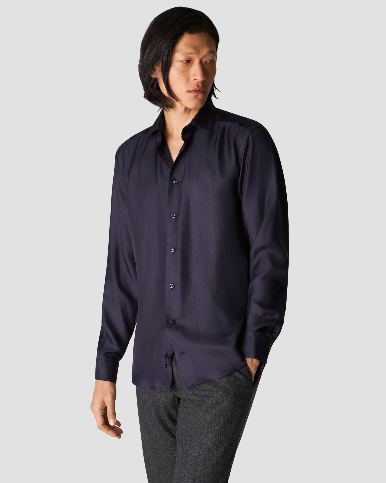 Eton - dark blue silk shirt