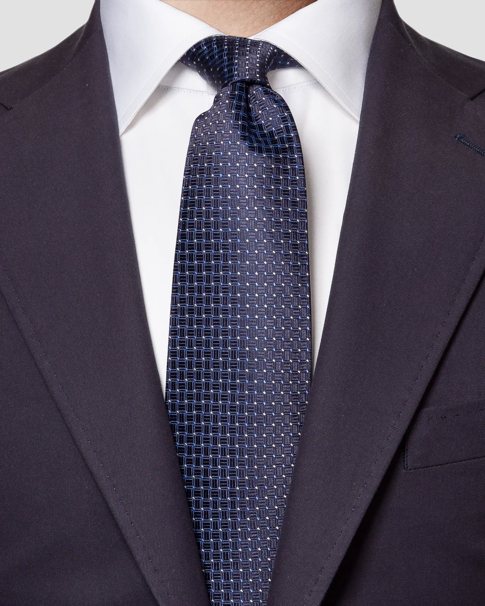 Eton - dark blue geometric silk tie