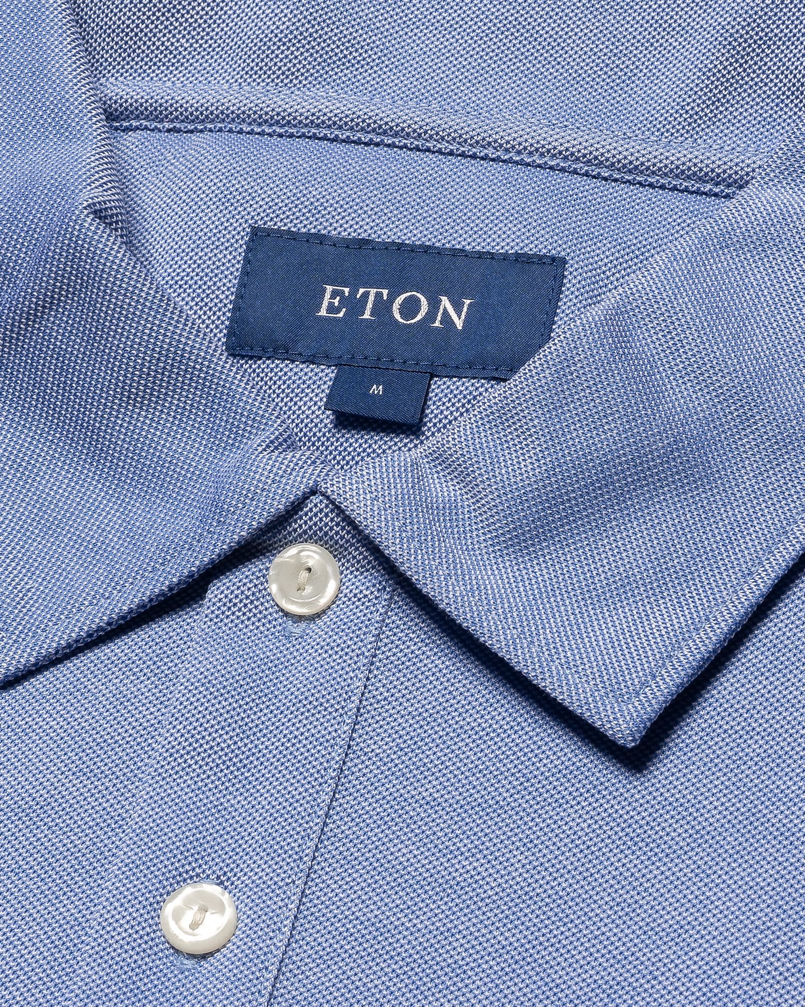 Eton - mid blue turndown collar short sleeve