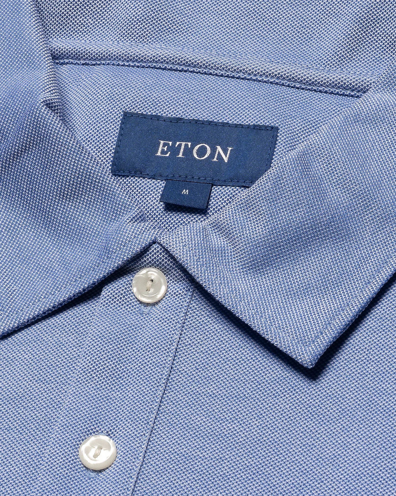 Eton - mid blue turndown collar short sleeve