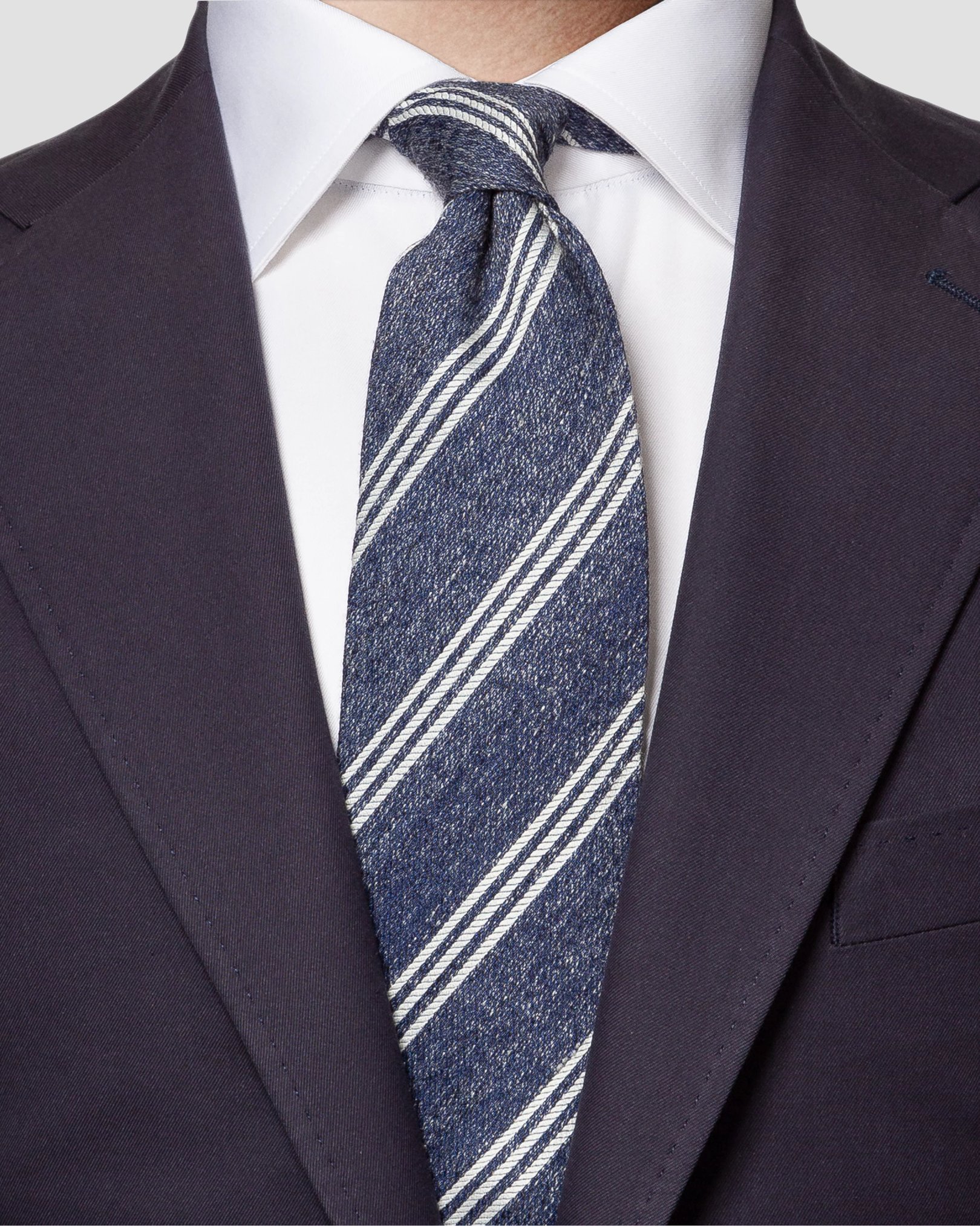 Eton - beige striped wool blend tie