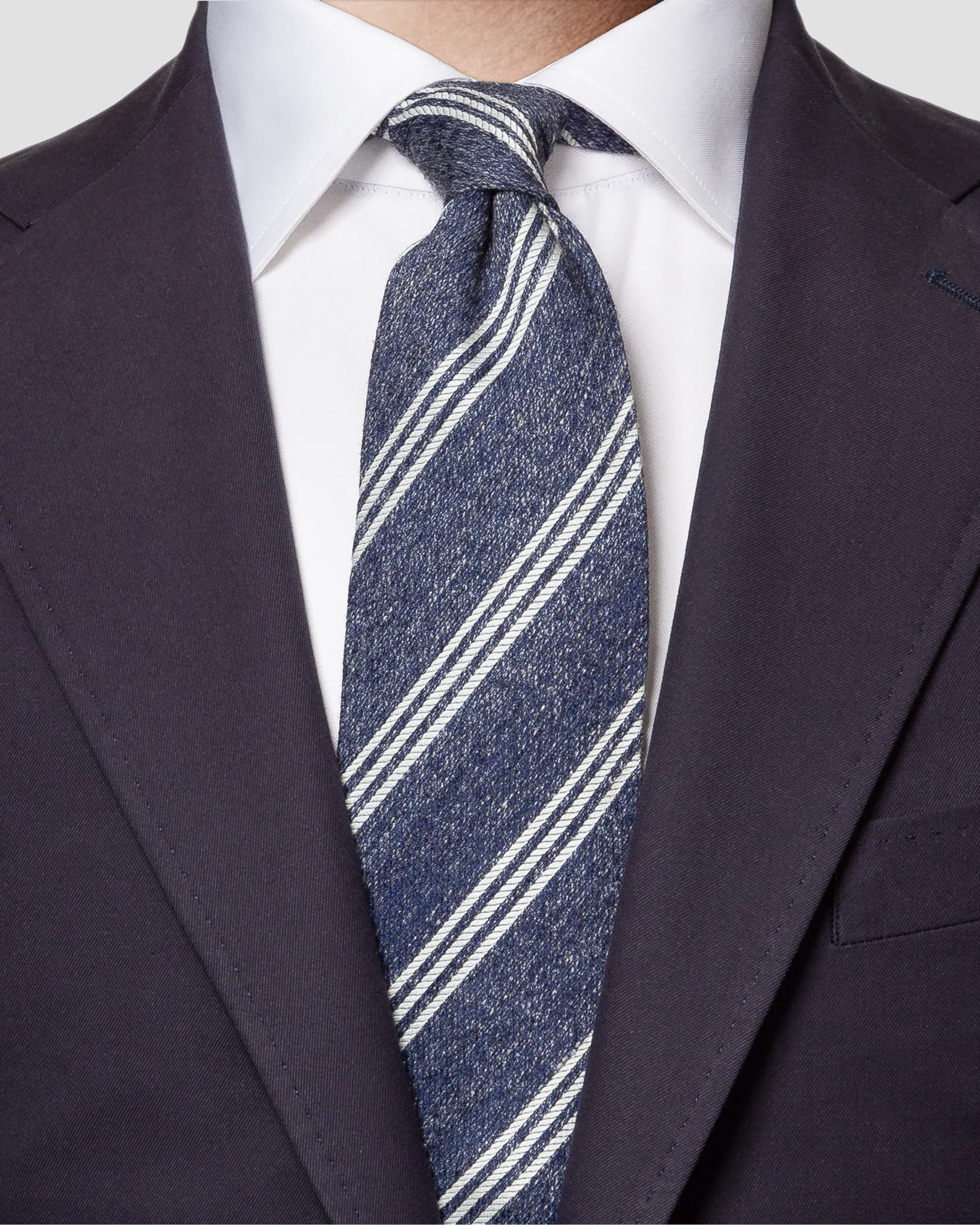 Eton - beige striped wool blend tie