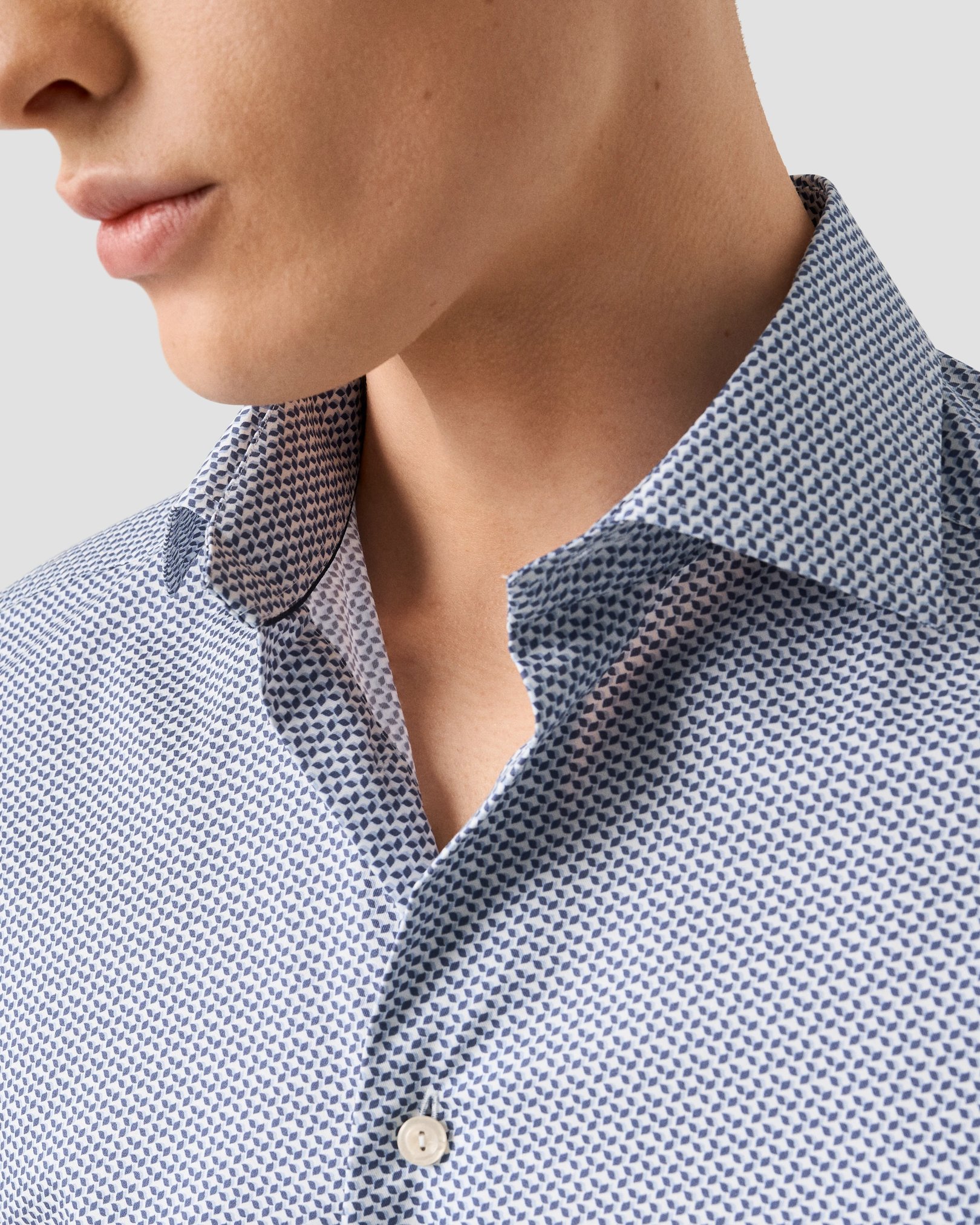 Eton - light blue micro geometric signature twill shirt
