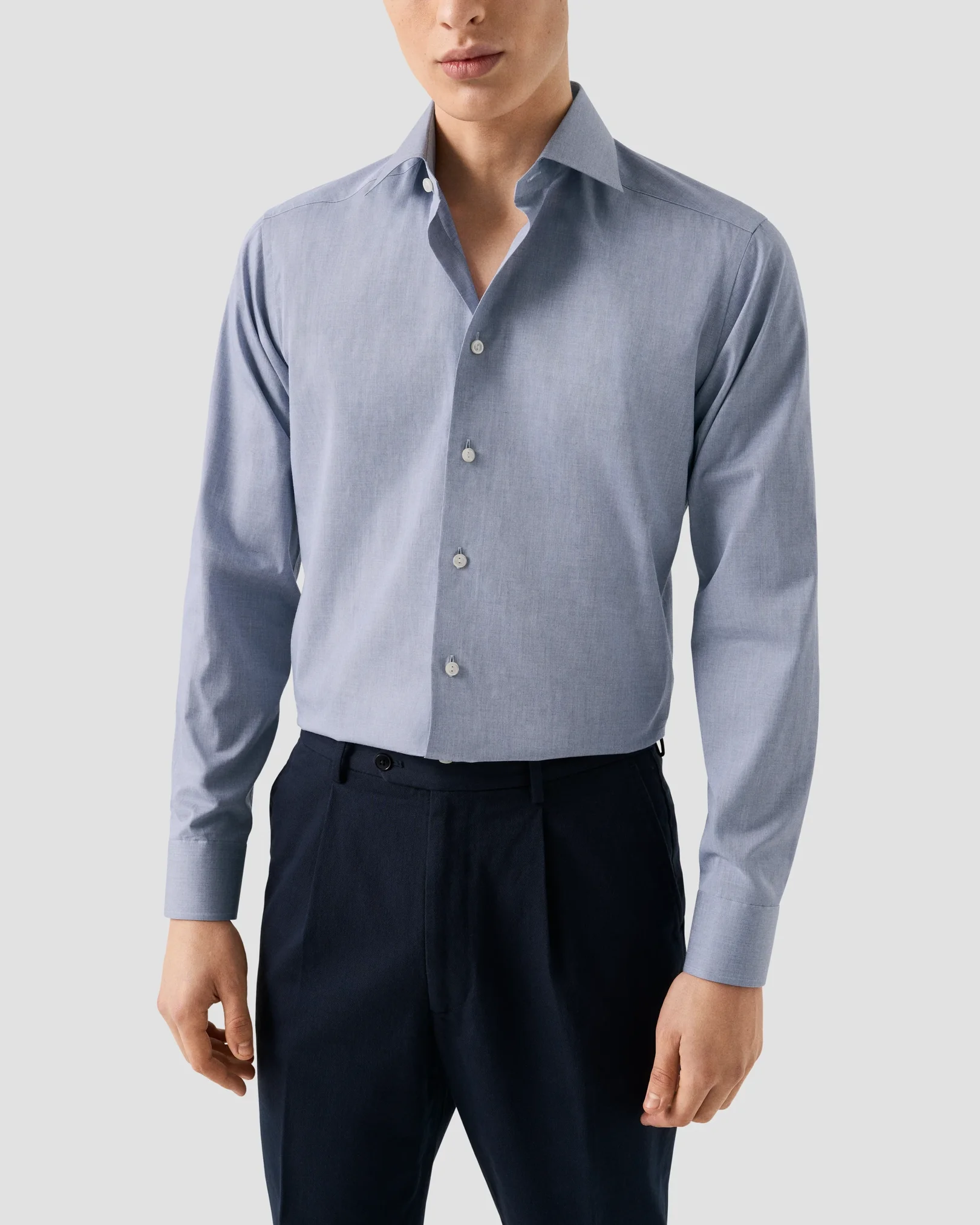 Eton - dark blue solid fine twill shirt