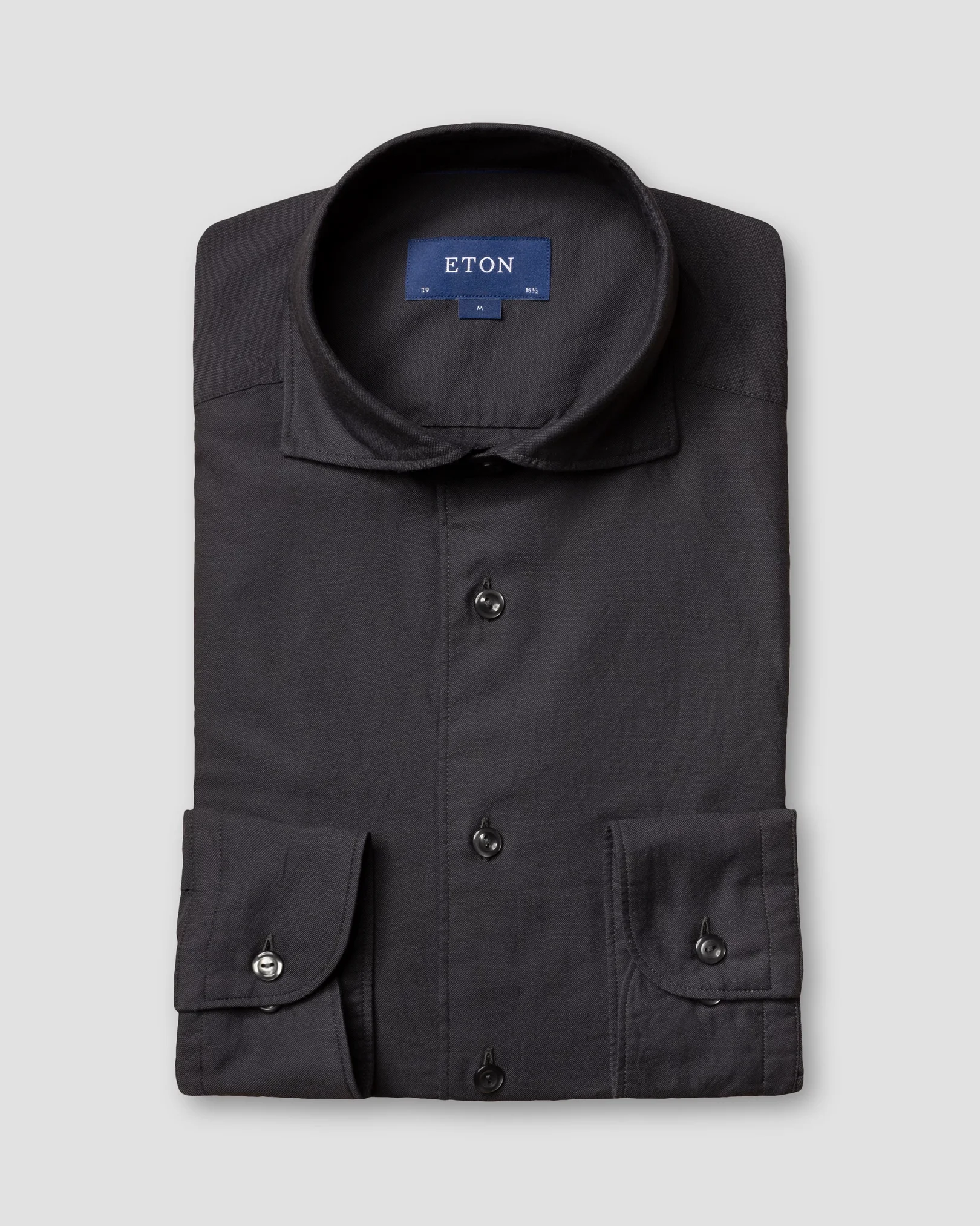 Eton - black cotton silk twill shirt