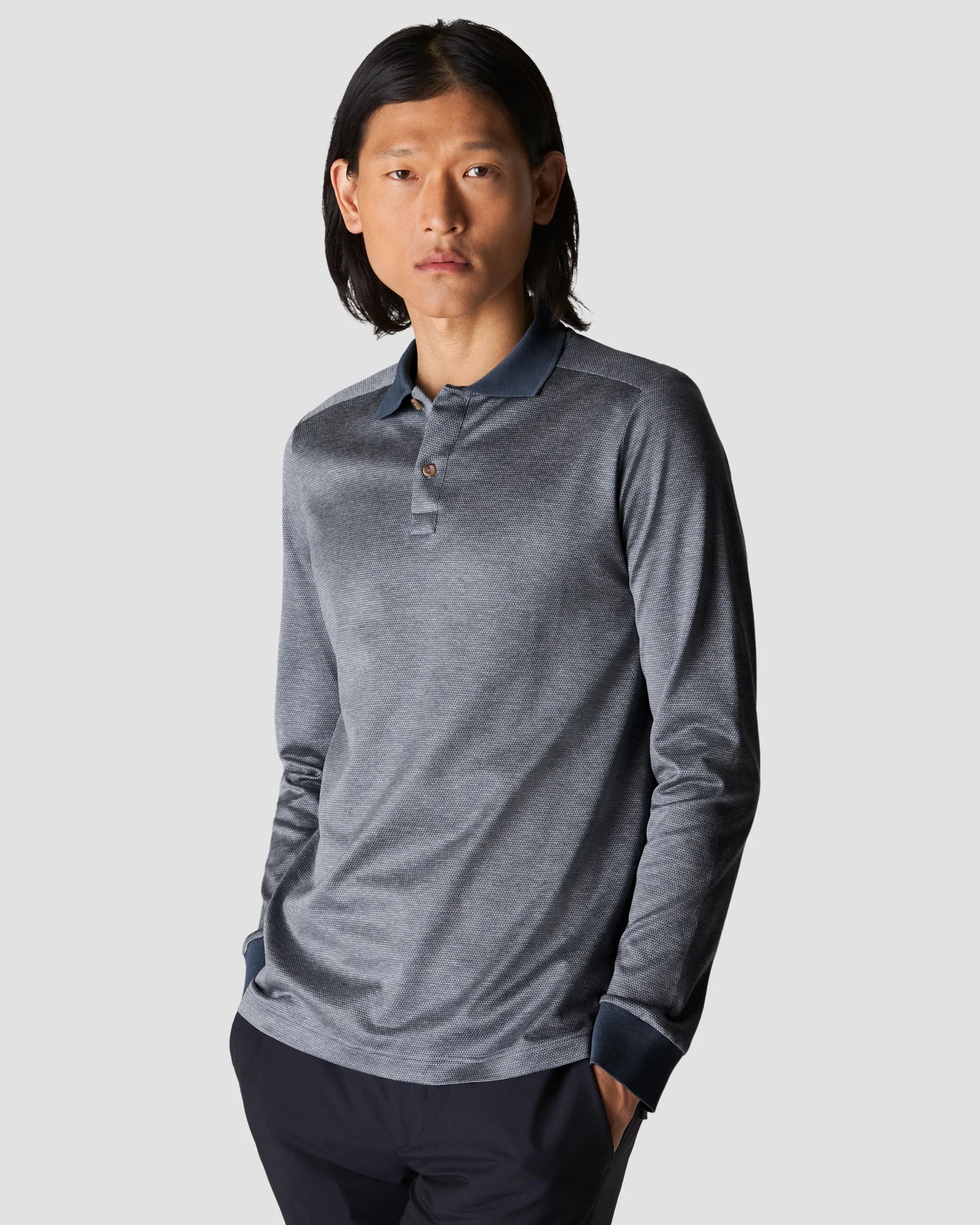 Eton - light blue knit jaquard knitted