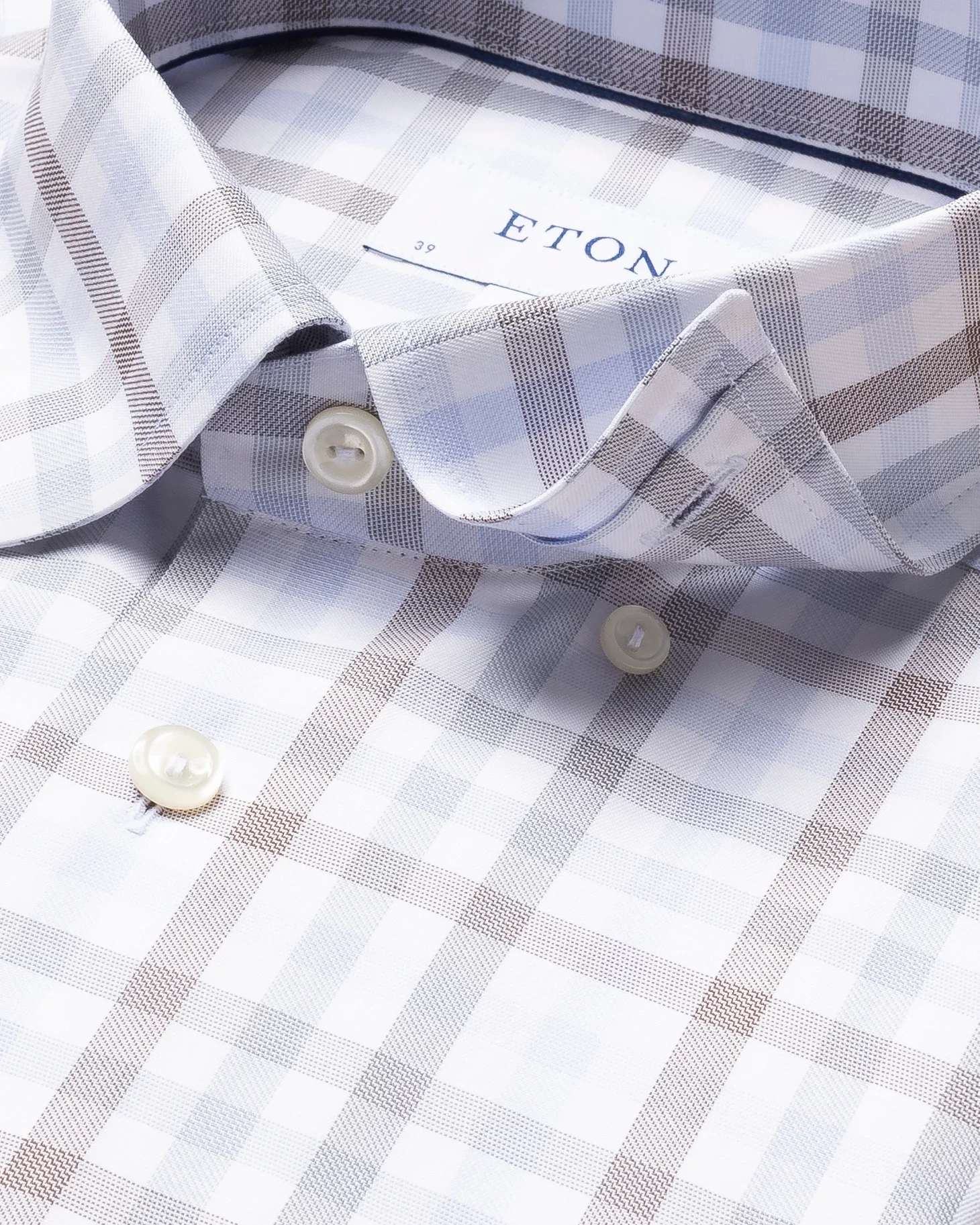Eton - white blue plaid signature twill shirt