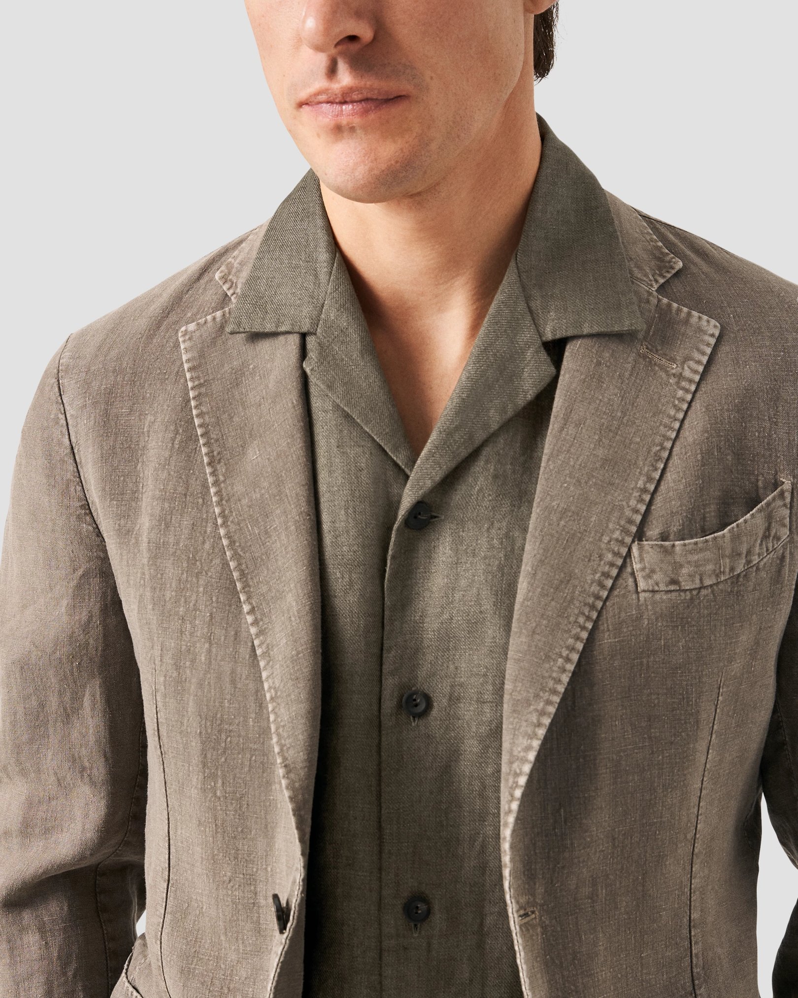 Eton - dark brown resort linen shirt