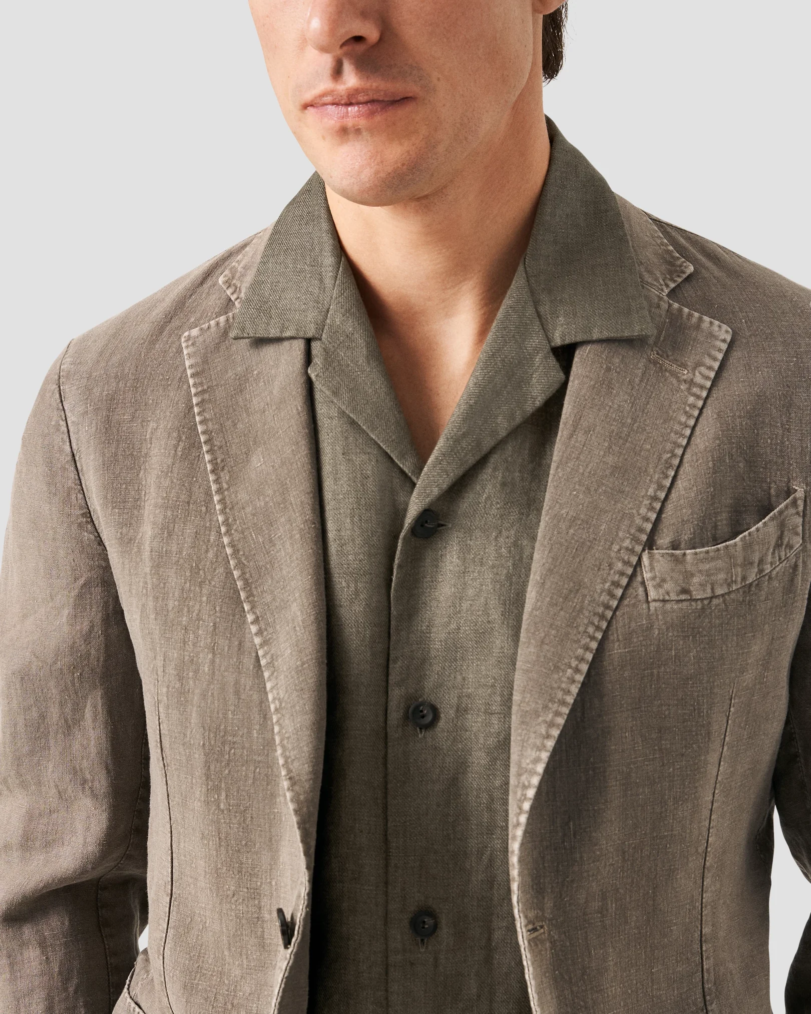 Eton - dark brown resort linen shirt