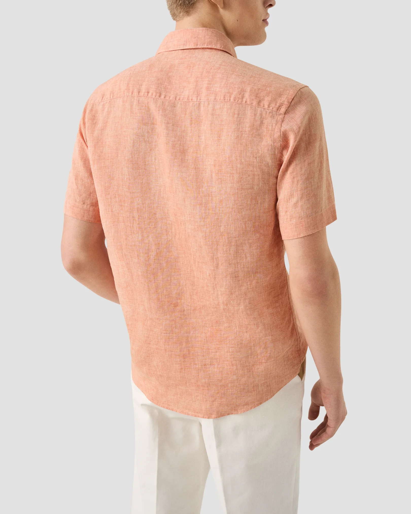 Eton - orange solid short sleeve linen shirt
