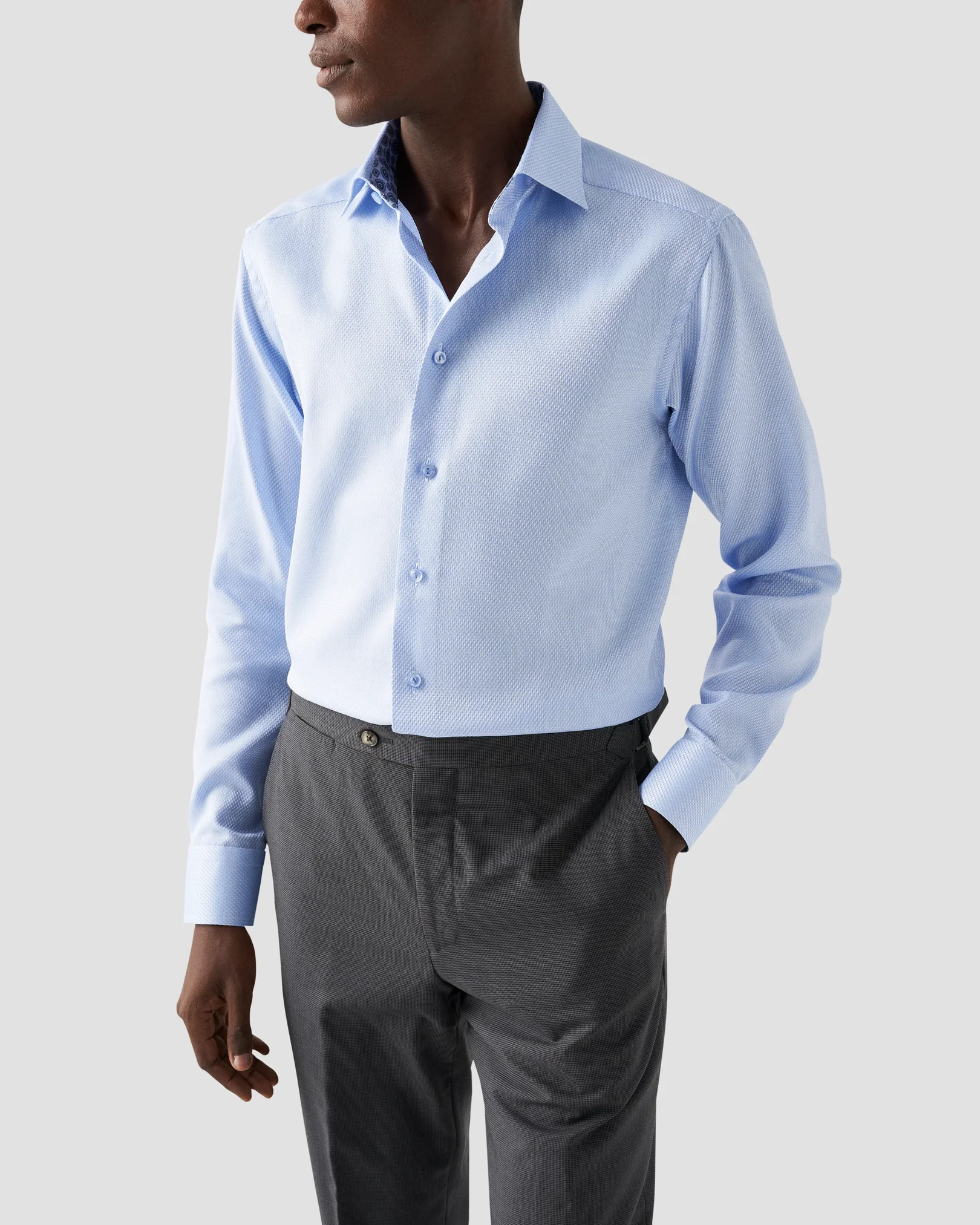 Eton - rolay light blue dobby
