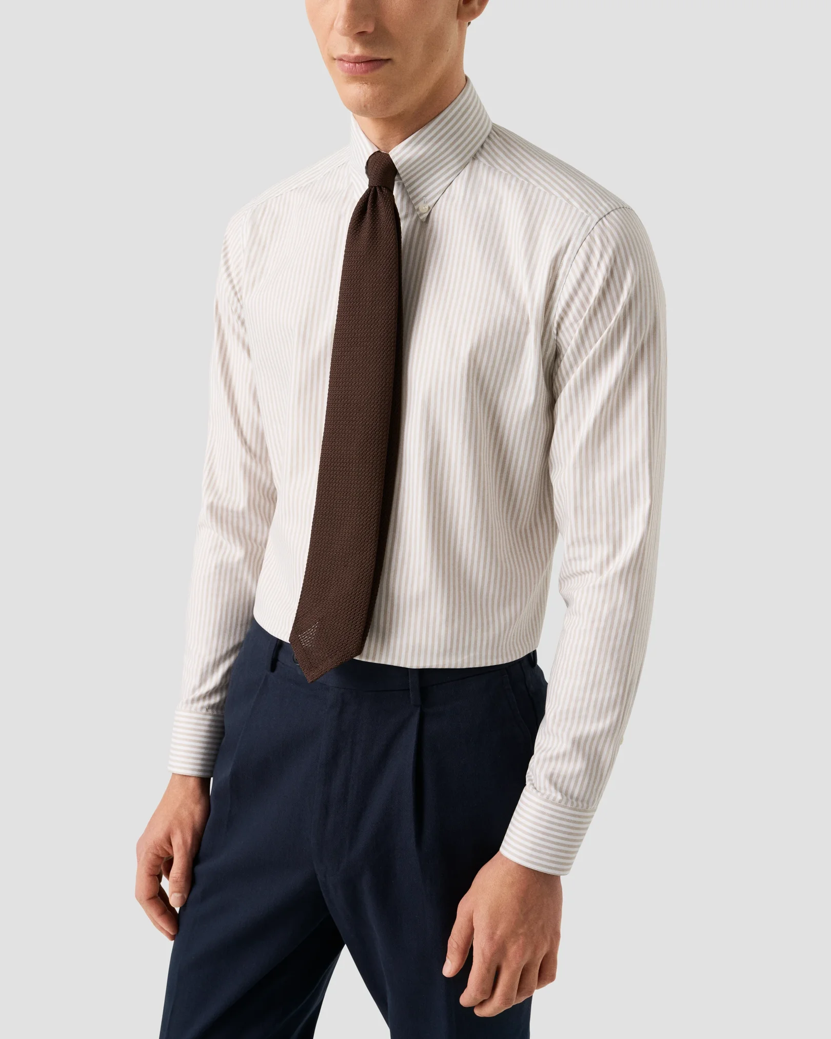Eton - beige stripe signature oxford shirt