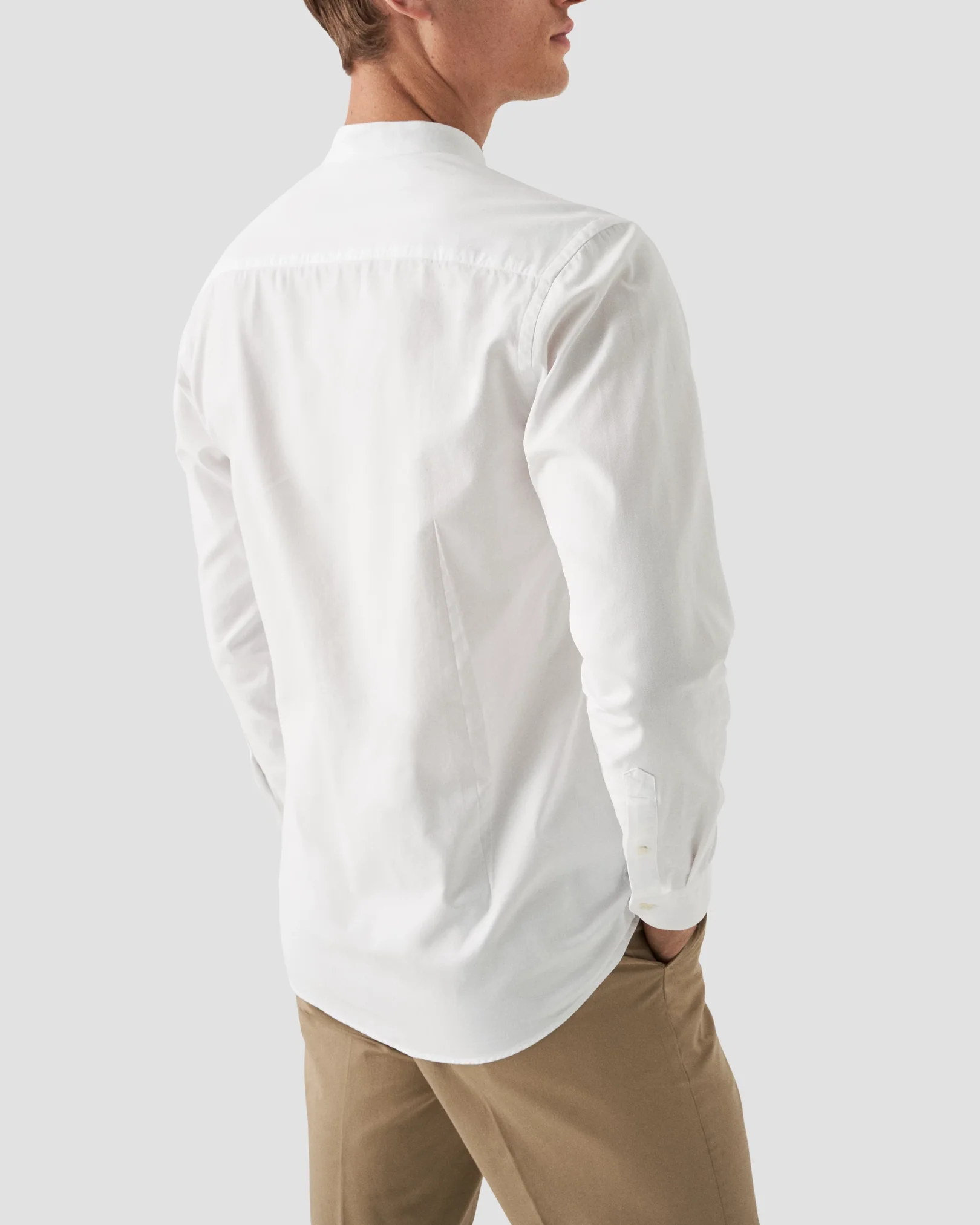 Eton - White Solid Oxford Band Collar Shirt