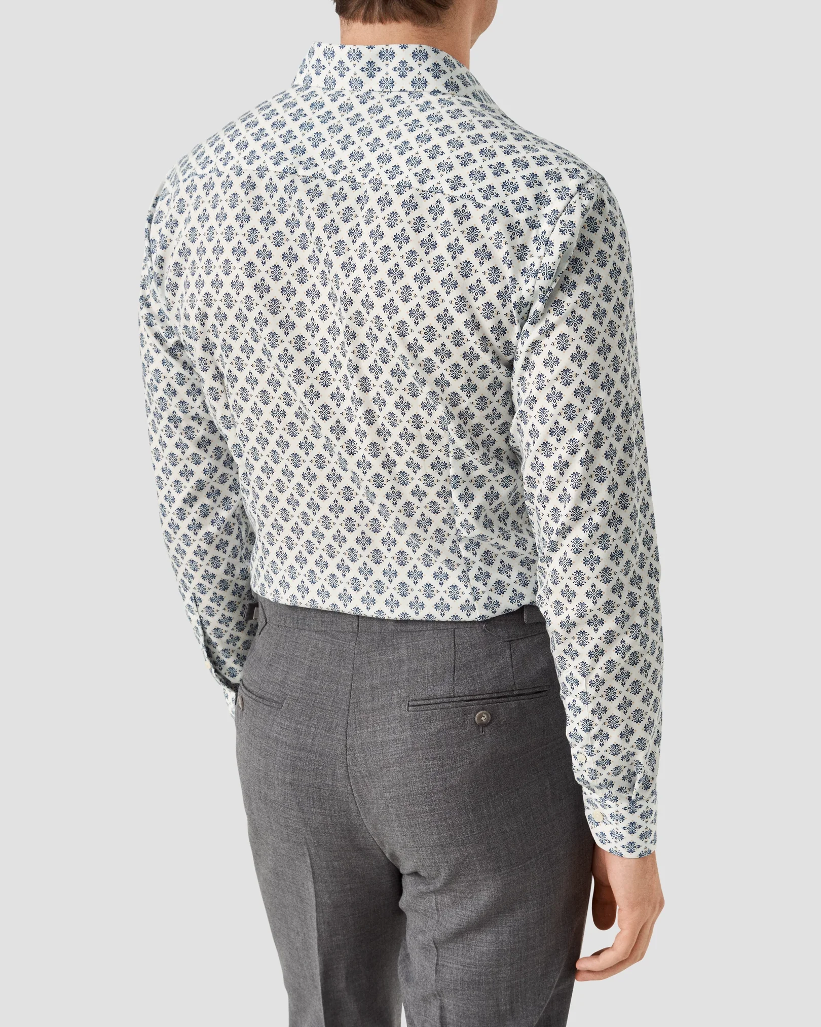 Eton - white cotton tencel mdedallion shirt