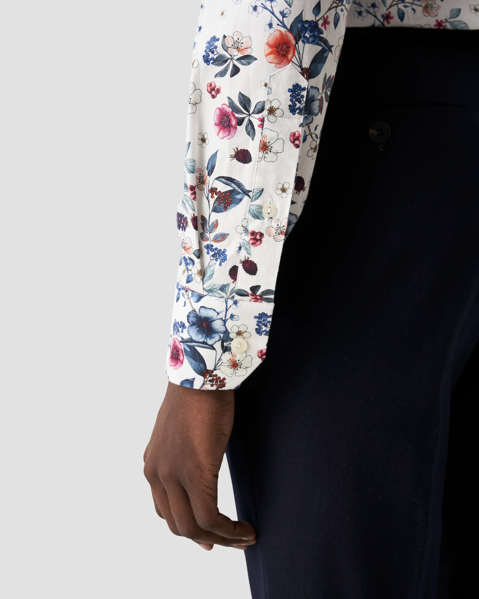 Eton - mid blue floral signature twill