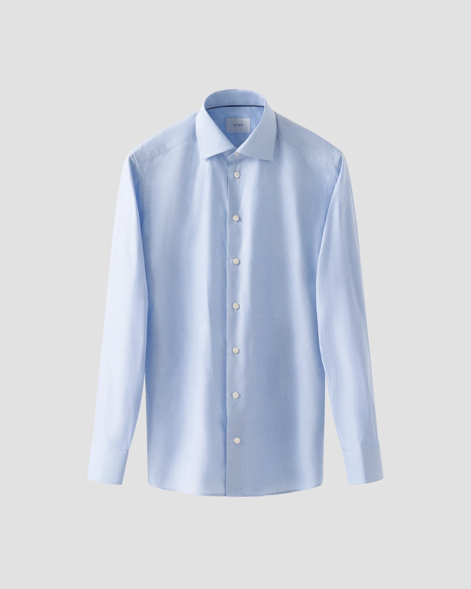 Eton - light blue fine check signature twill shirt