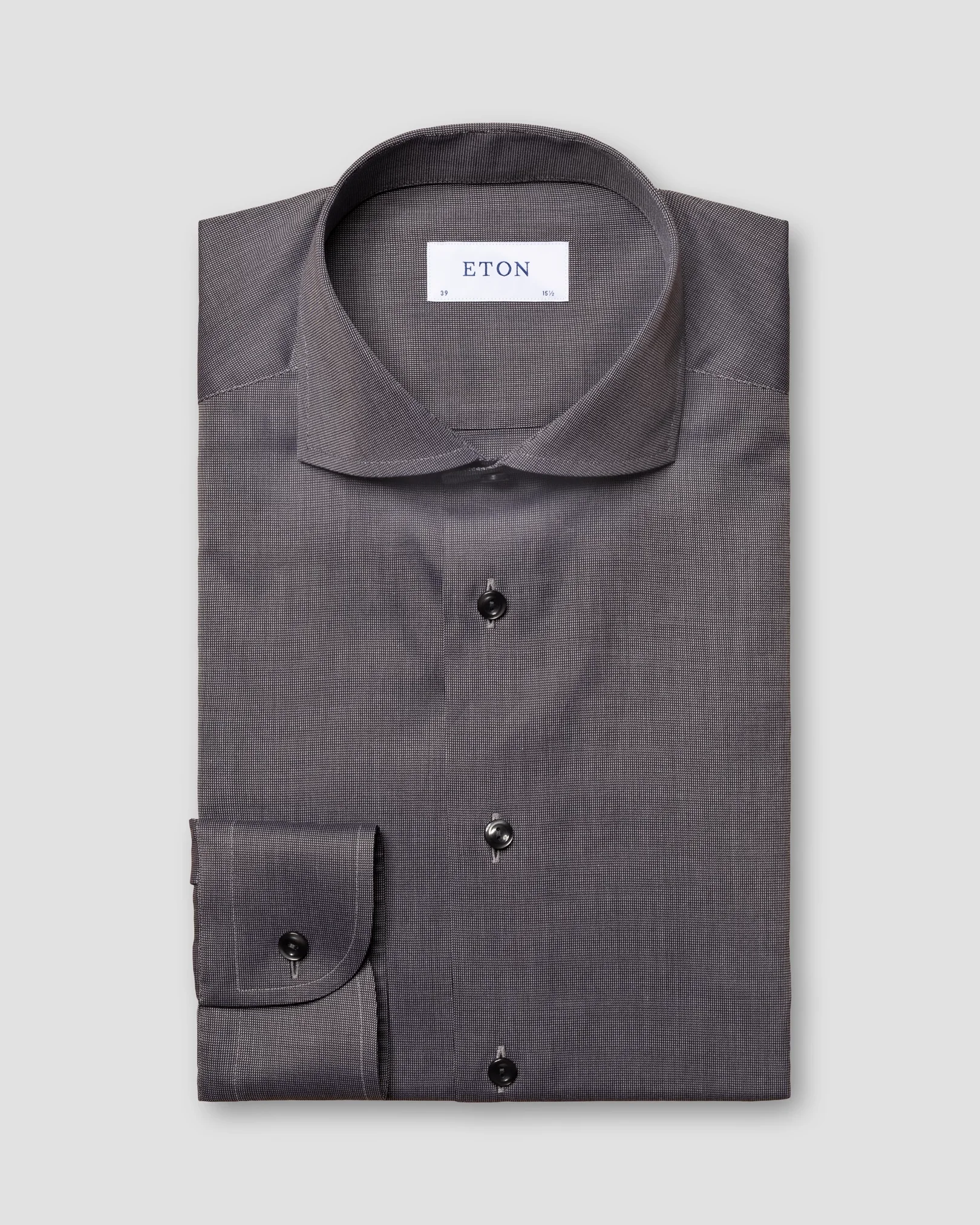 Eton - brown flannel shirt wide spread single rounded