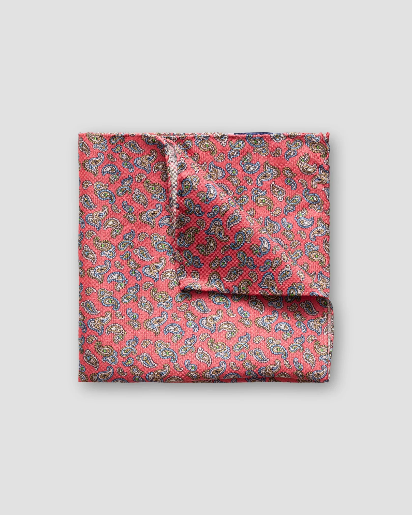 Eton - coral mini paisley pocket square