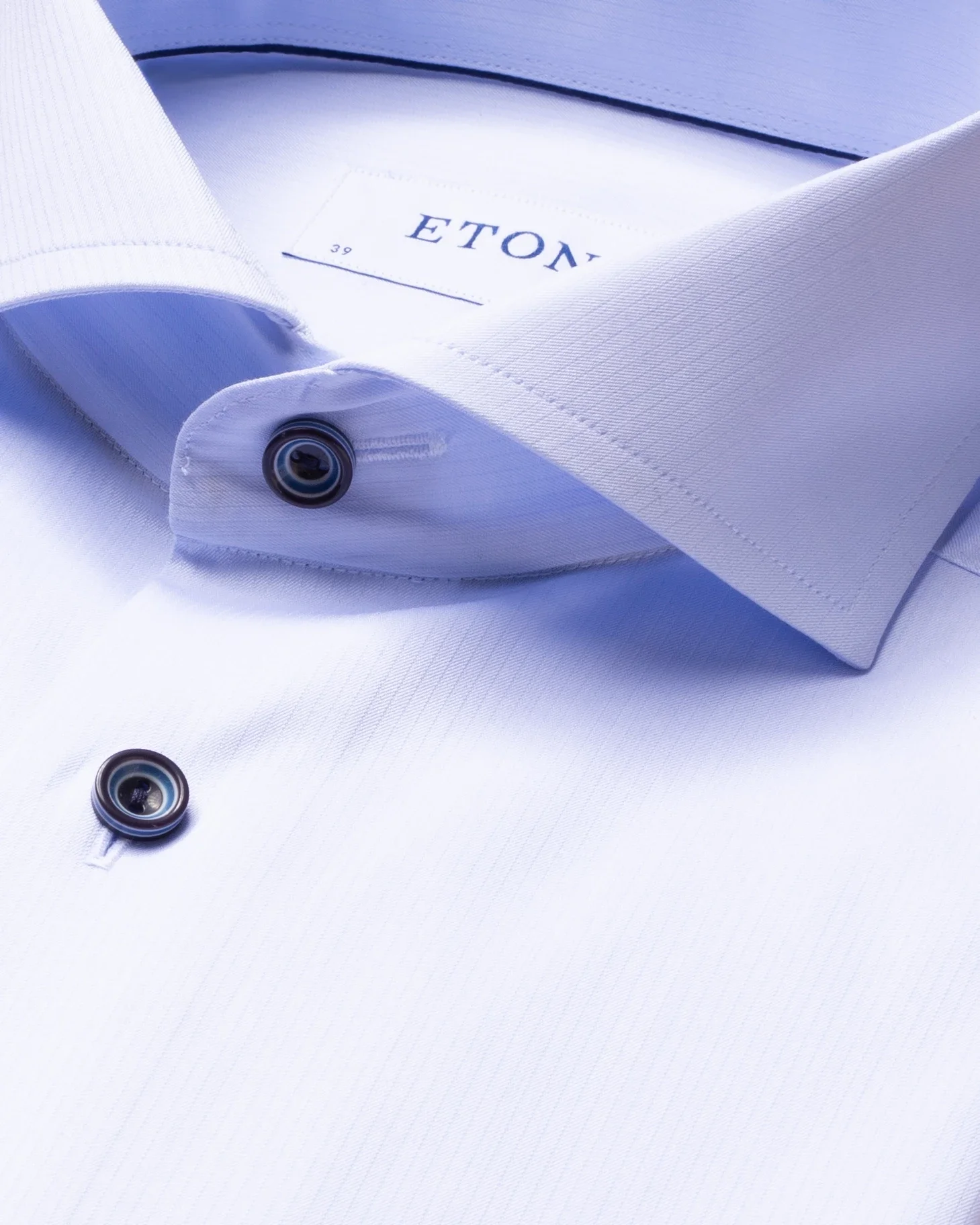 Eton - blue twill shirt extreme cut away