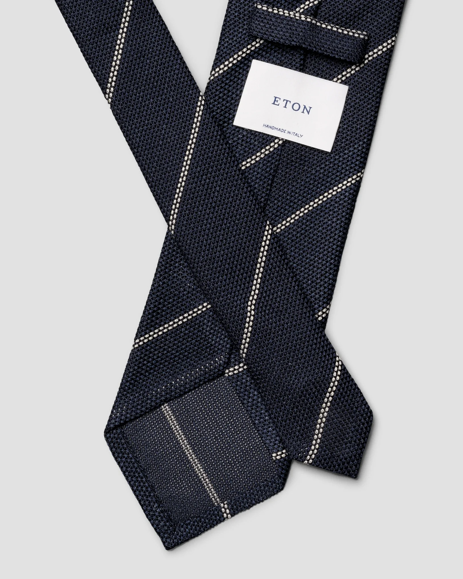 Eton - navy blue striped grenadine silk tie