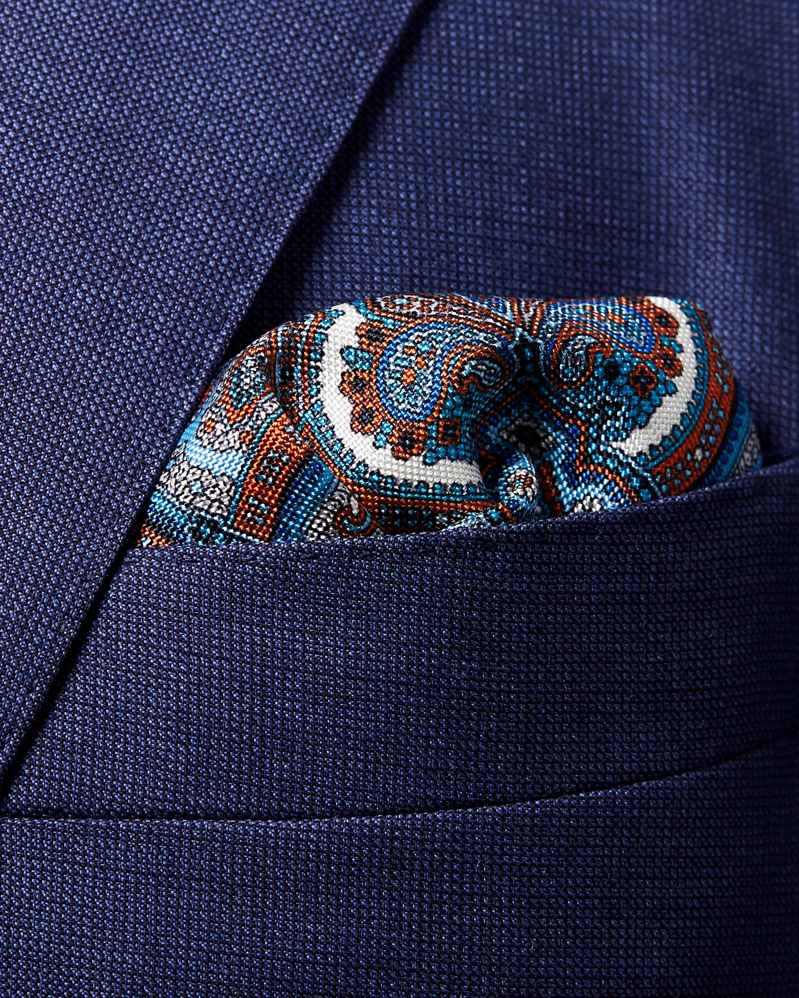 Eton - orange paisley print pocket square