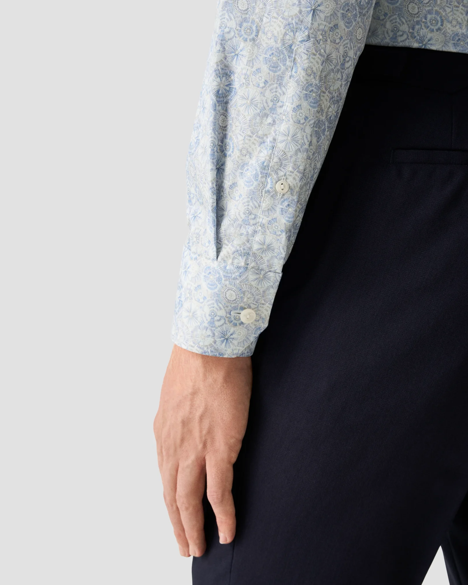 Eton - light blue motif signature twill shirt