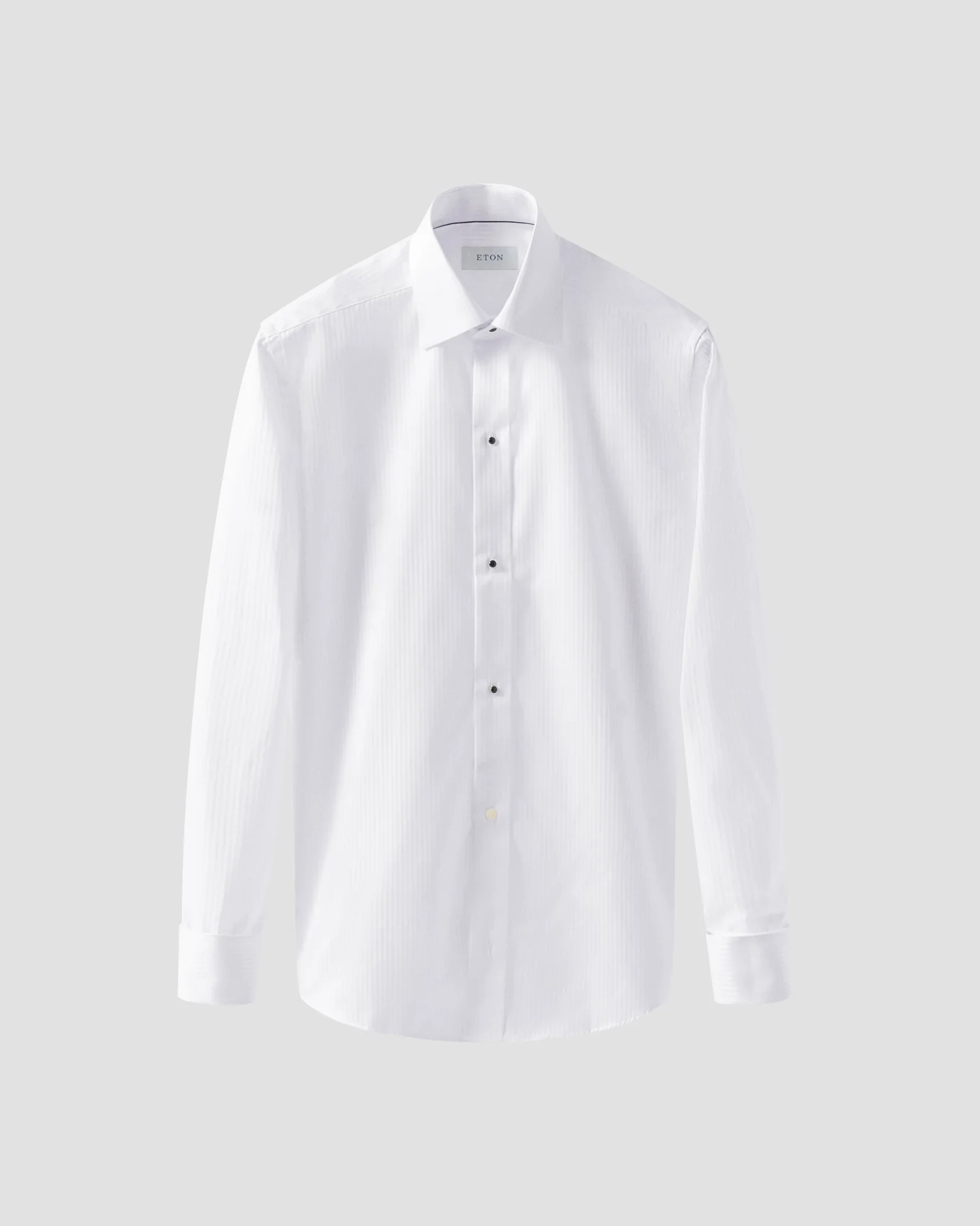 Eton - white satin striped evening shirt