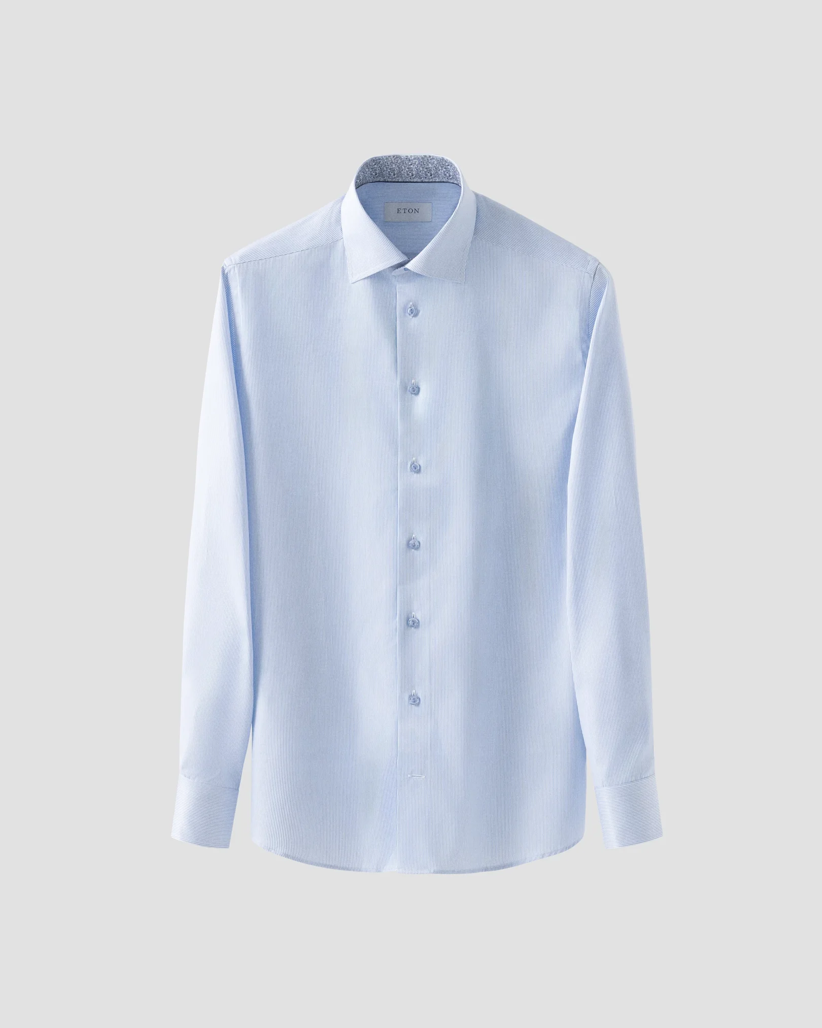 Eton - light blue striped floral contrast shirt