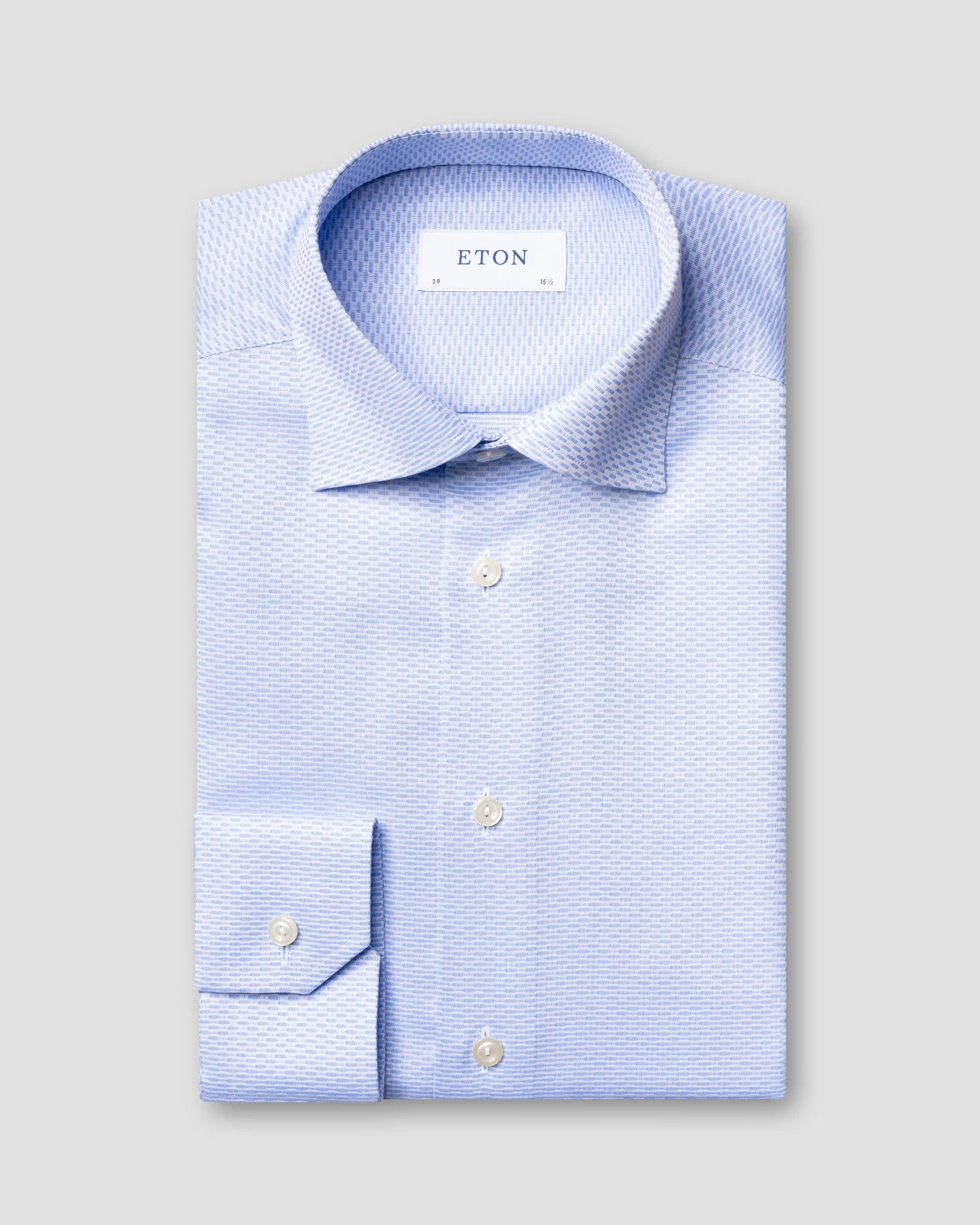 Eton - light blue textured twill shirt cut away