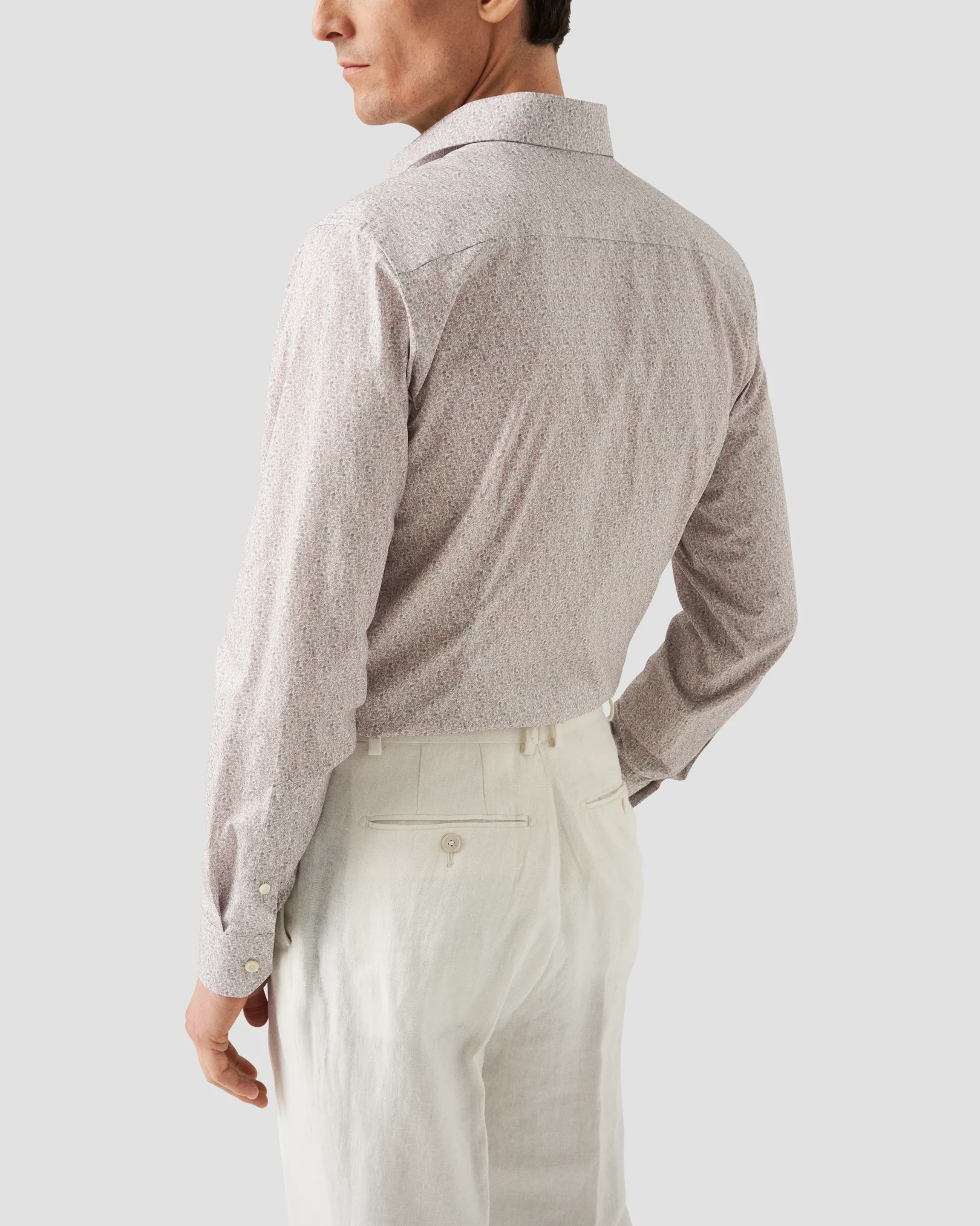 Eton - pink twill cutaway floral shirt