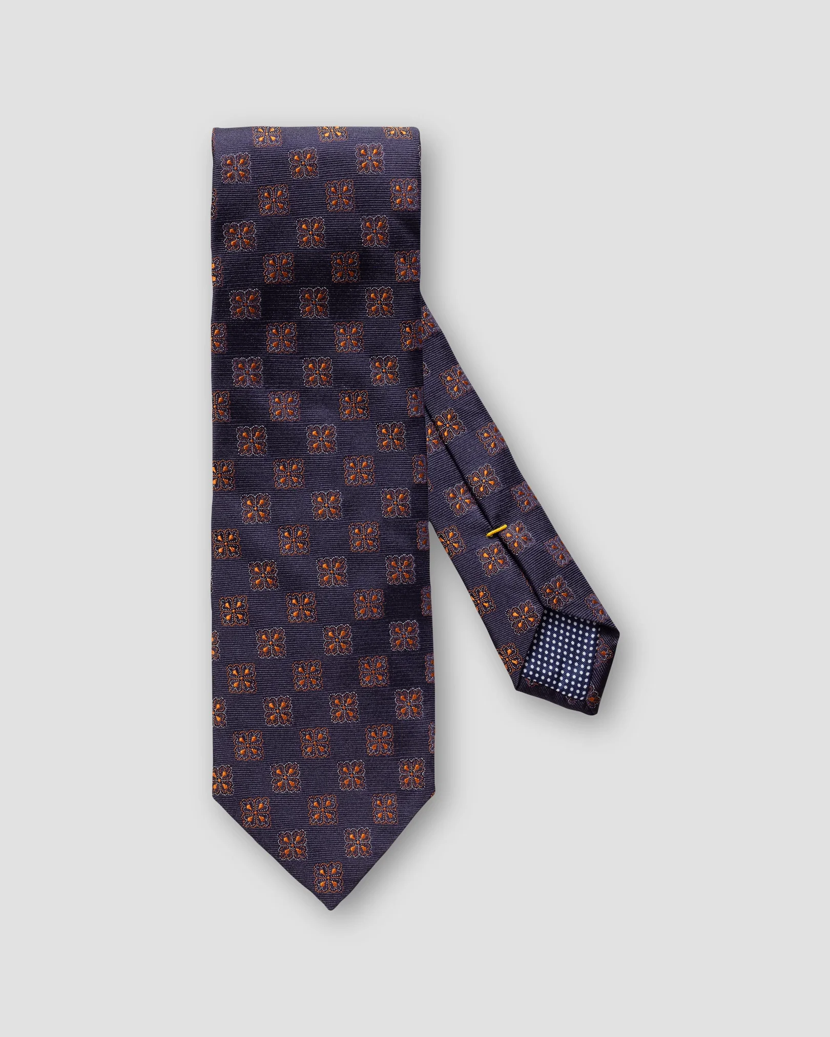 Eton - navy medallion checked silk tie