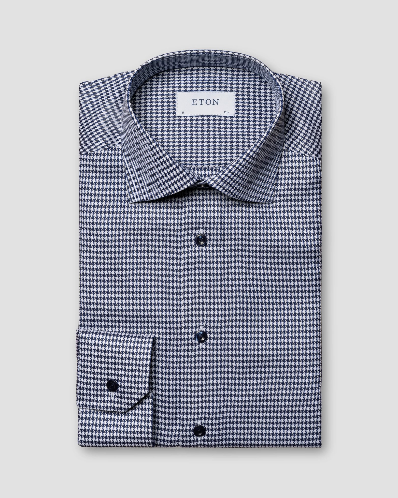 Eton - navy houndstooth signature twill