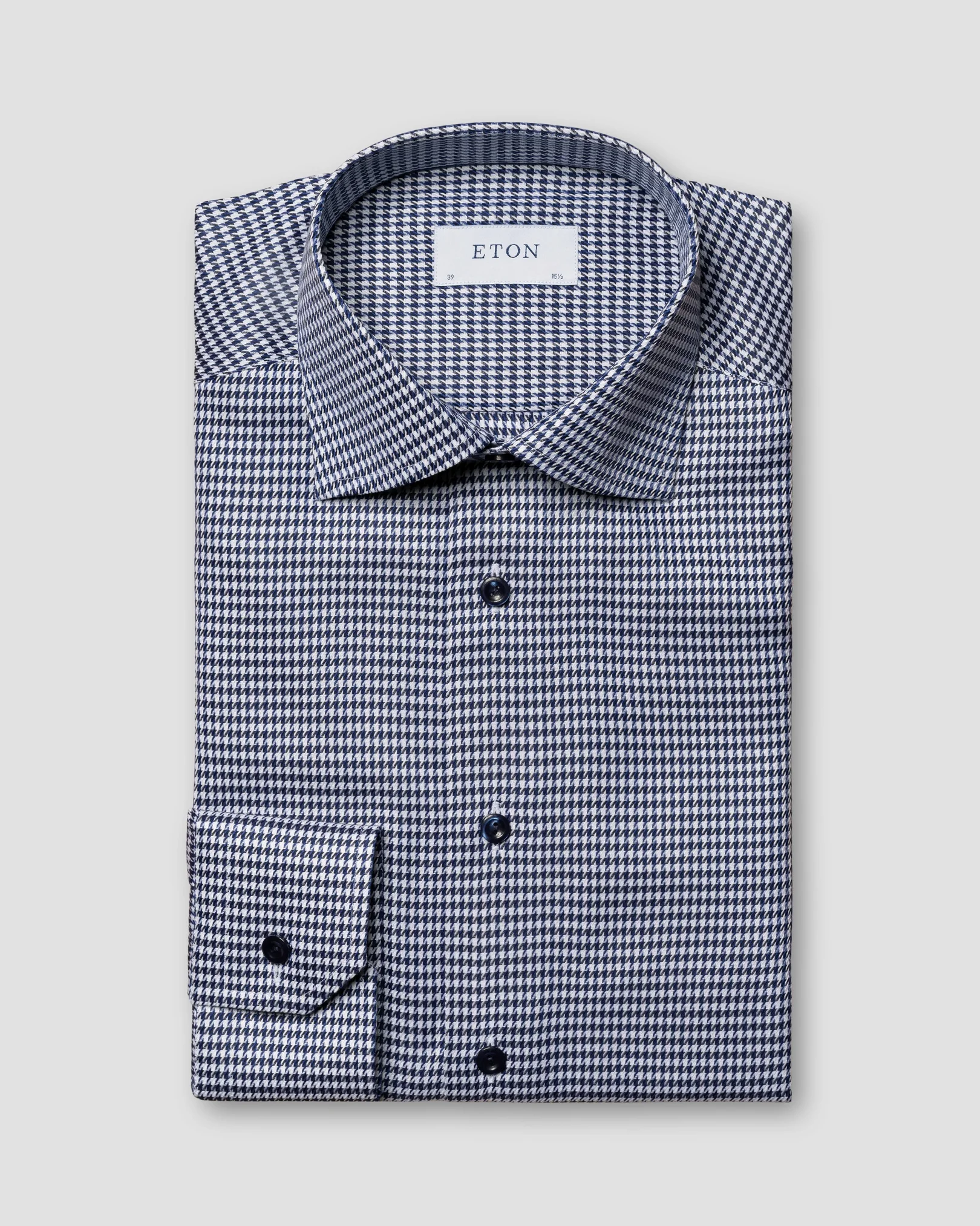 Eton - navy houndstooth signature twill