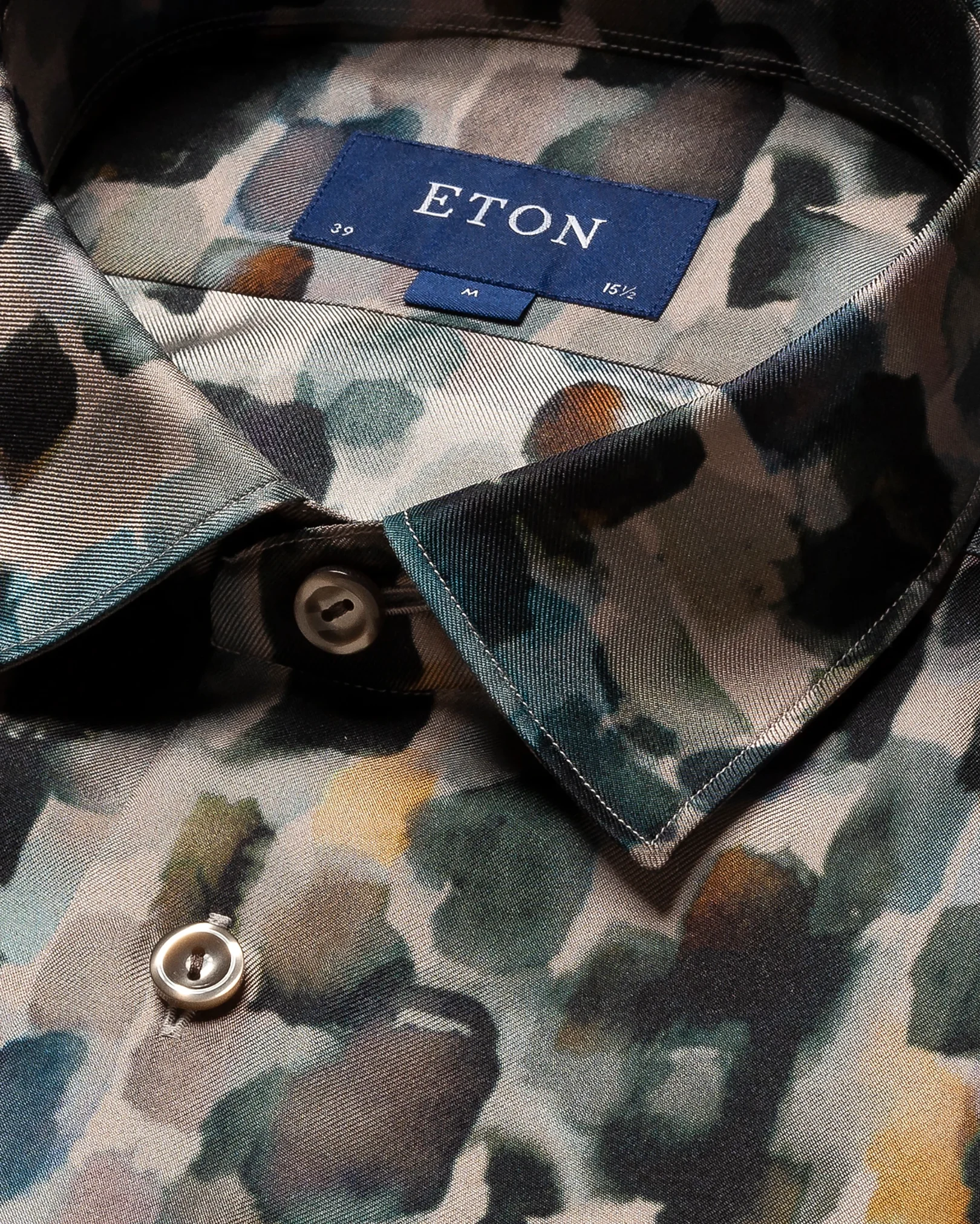 Eton - beige silk twill print shirt