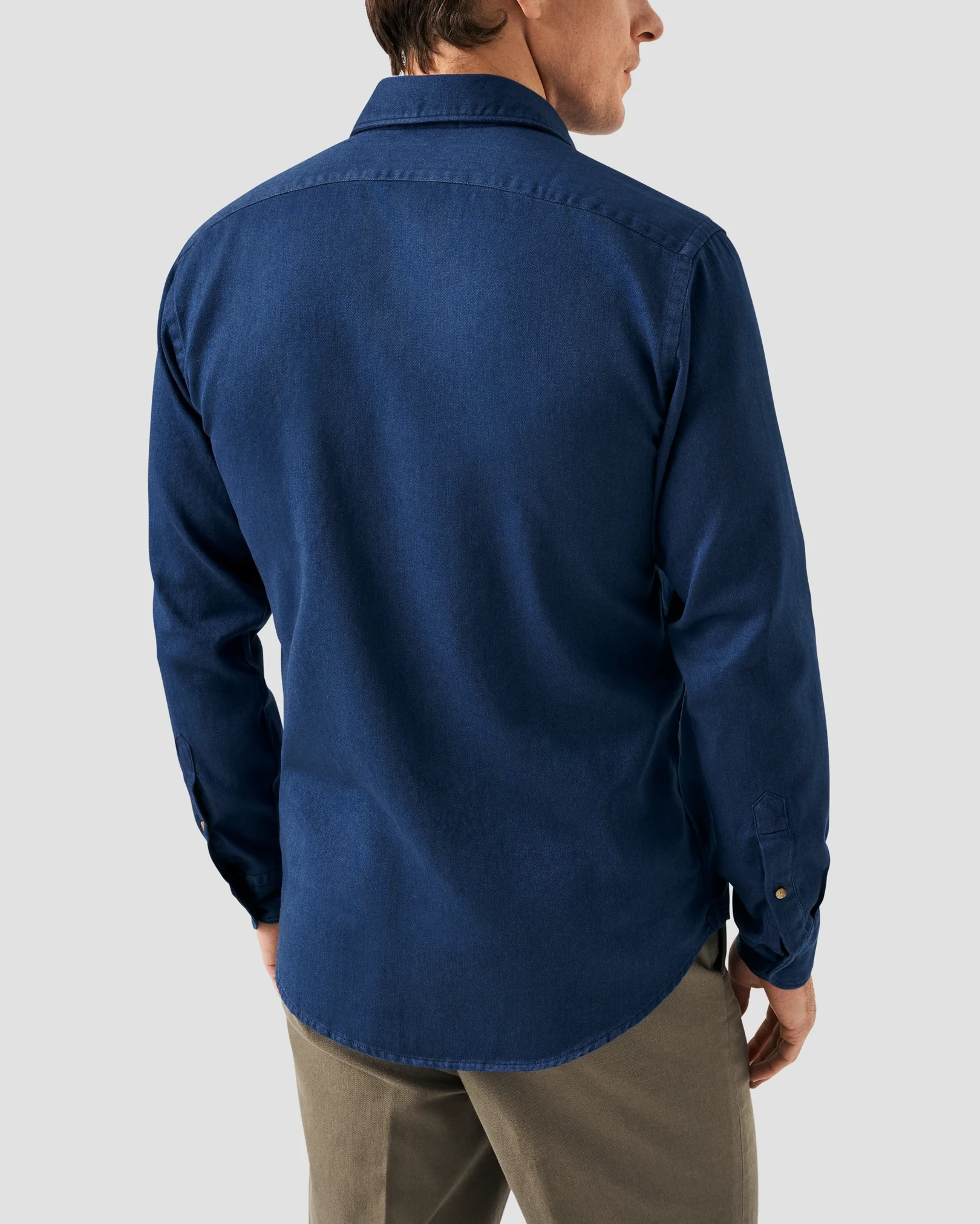 Eton - Marinblå Satin Indigo Skjorta
