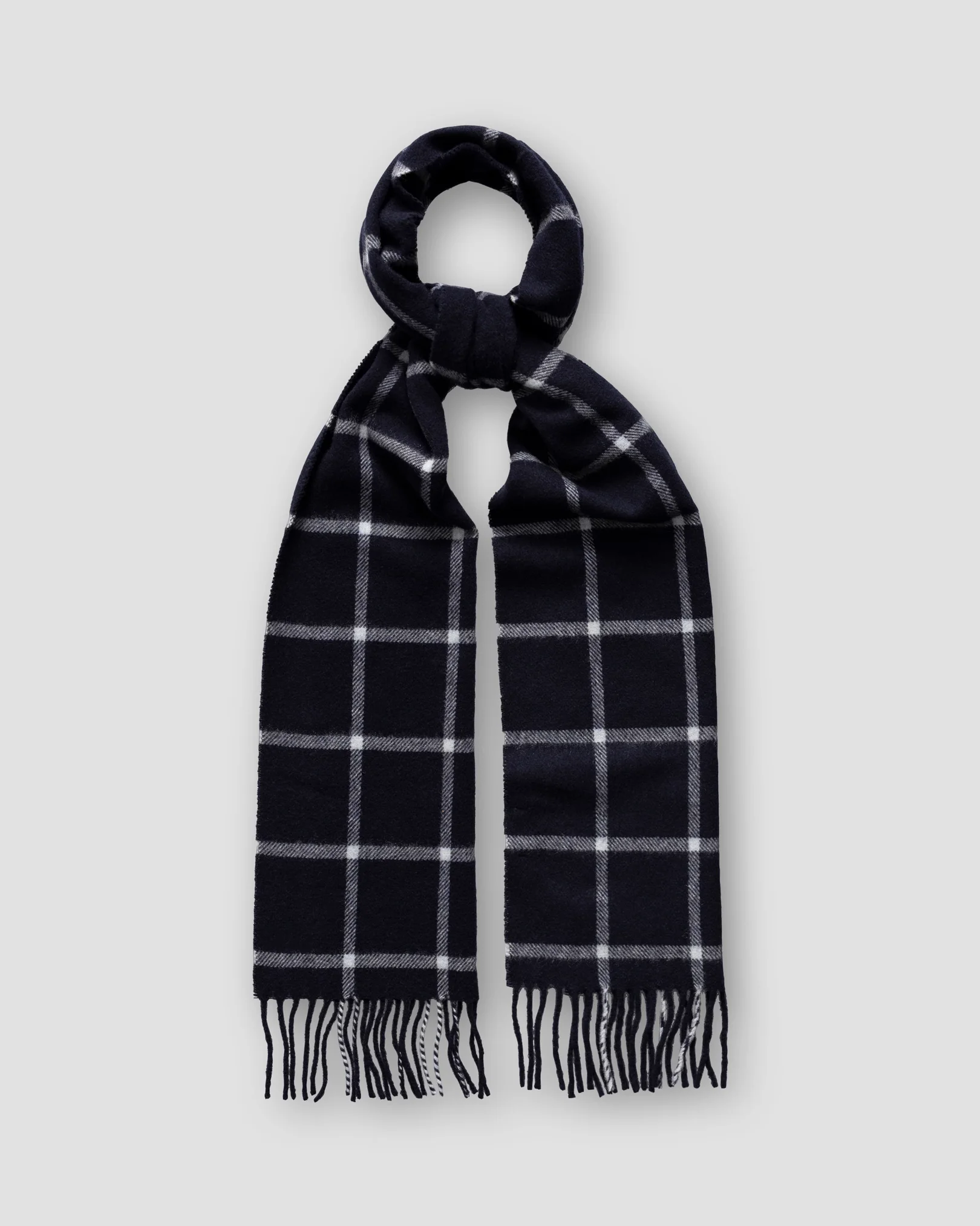 Eton - navy blue checked wool scarf